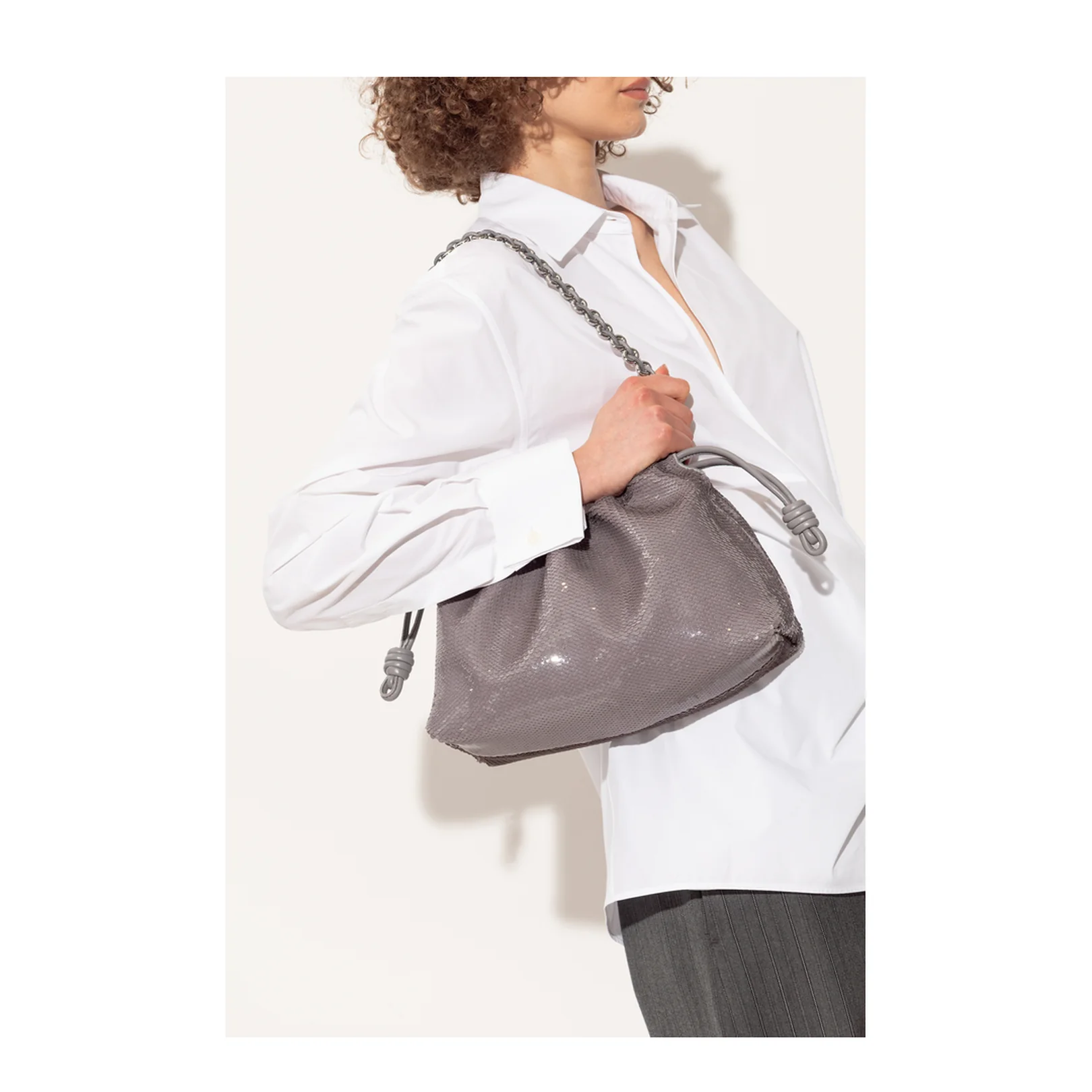 Flamenco Purse Medium Calfskin Shoulder Bag - Grey - Image 2