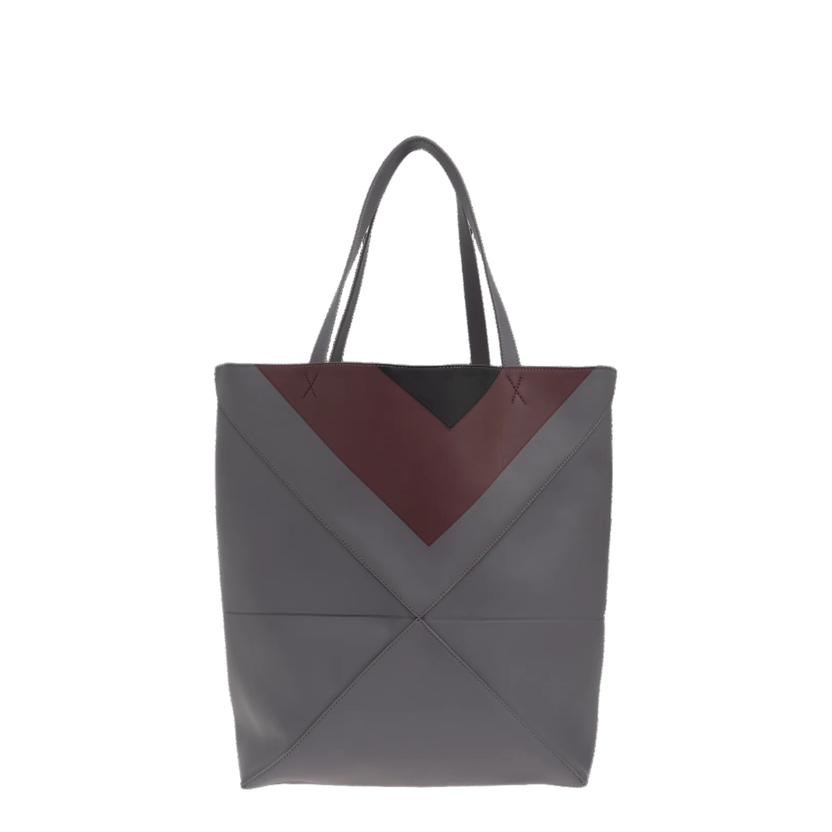 Puzzle Fold Leather Tote Bags -  Ardesia/Deep Ruby - Image 3