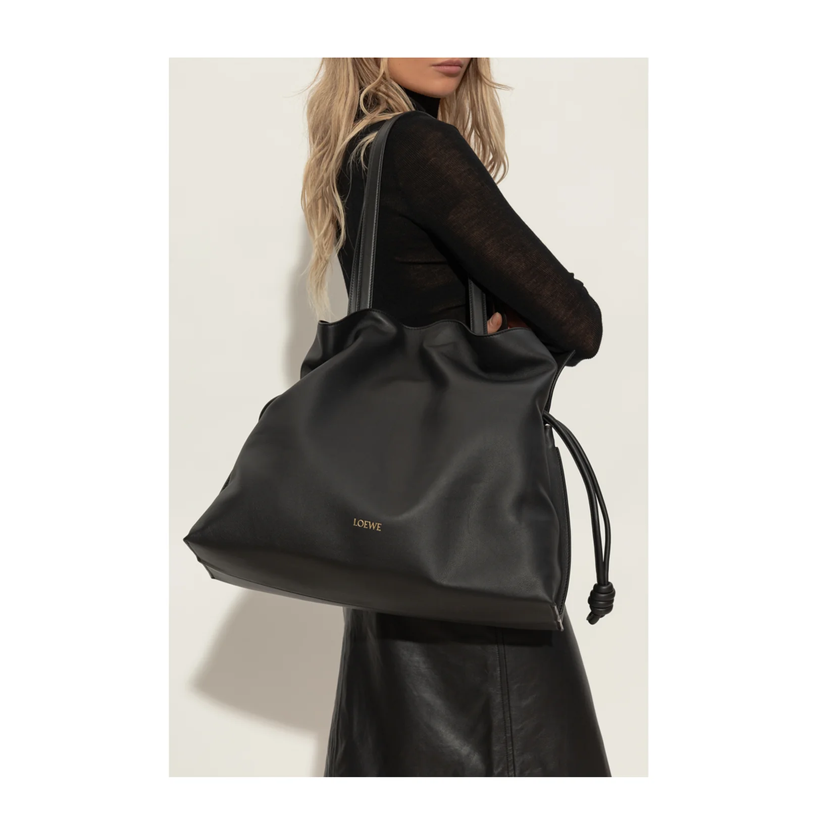 Flamenco XL Leather Shoulder Bags - Black - Image 2