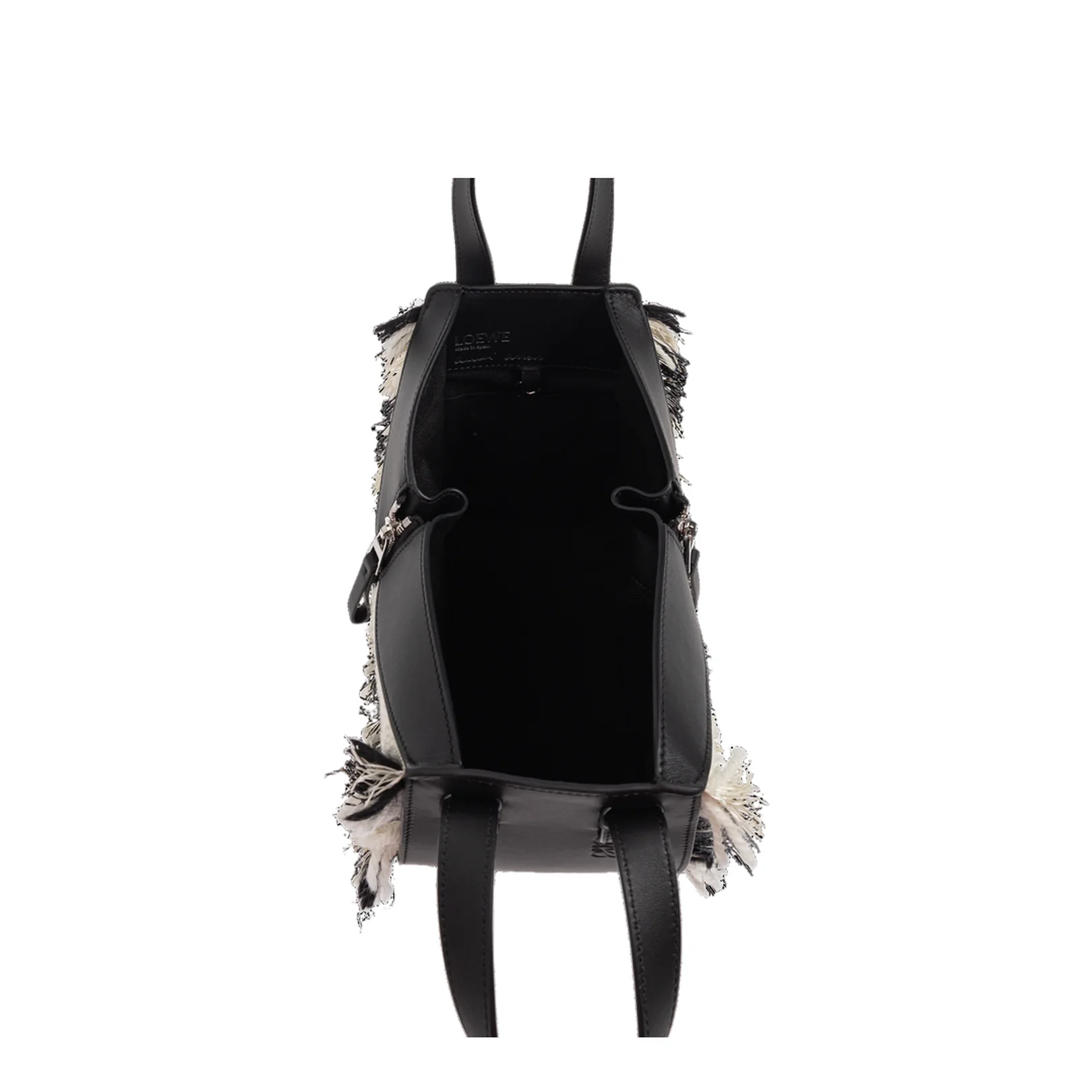 Hammock Woven Textile Shoulder Bag - Black/White - Image 5