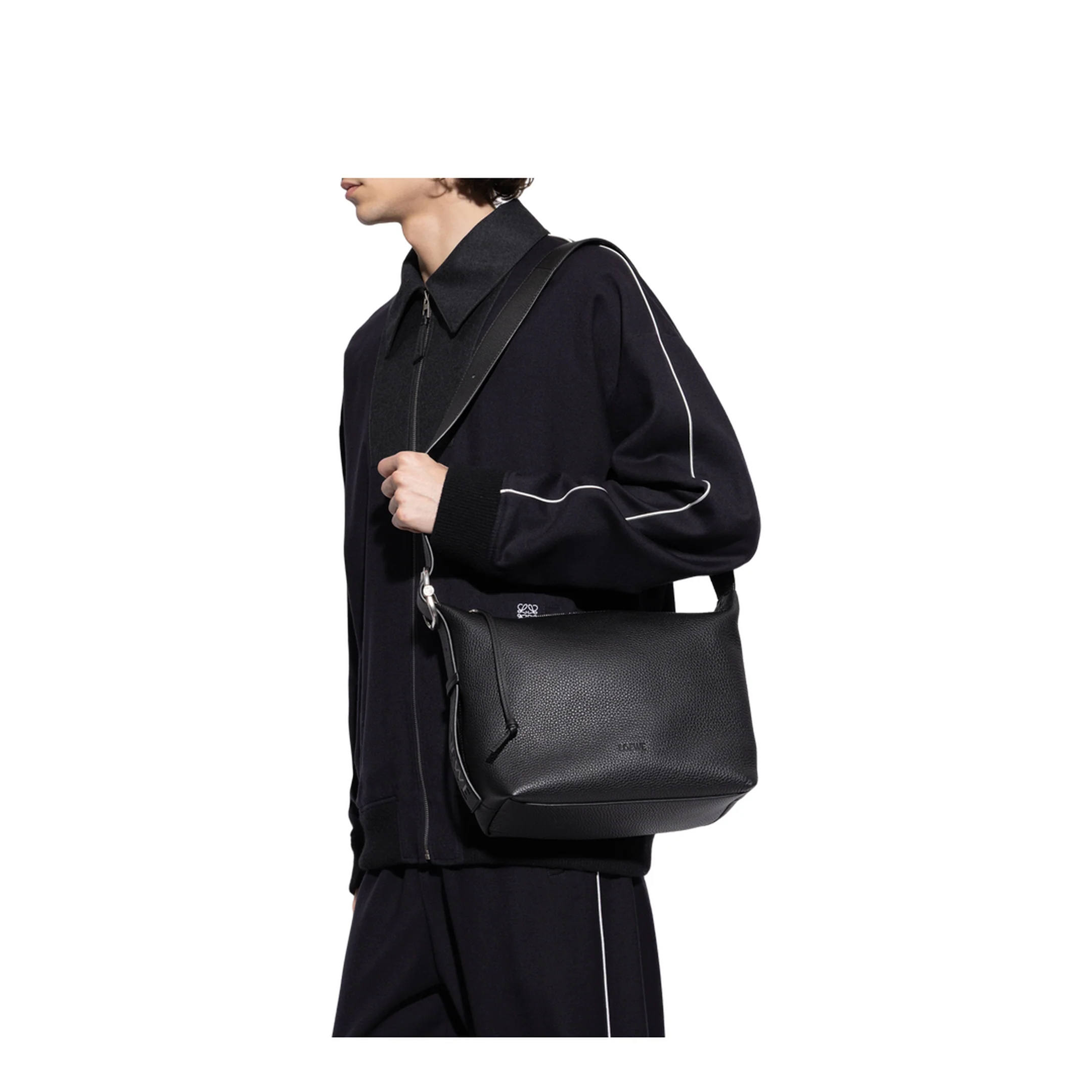 Loop Cubi Medium Calfskin Shoulder Bag - Black - Image 2