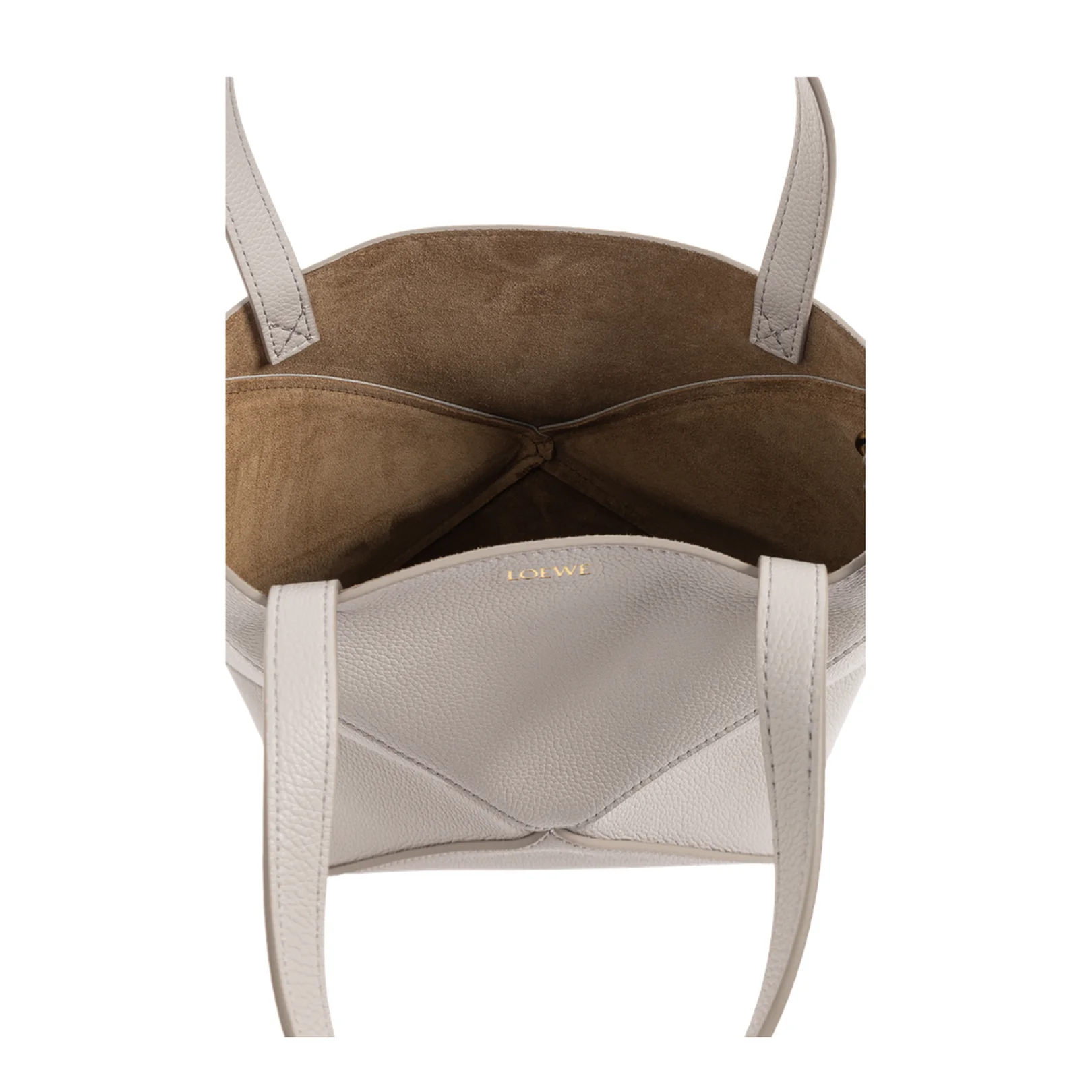 Puzzle Fold Mini Leather Tote Bags - Light Grey - Image 5
