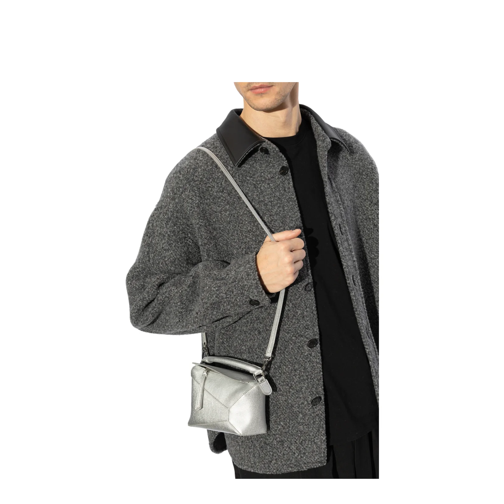 Puzzle Mini Leather Shoulder Bags - Silver - Image 2