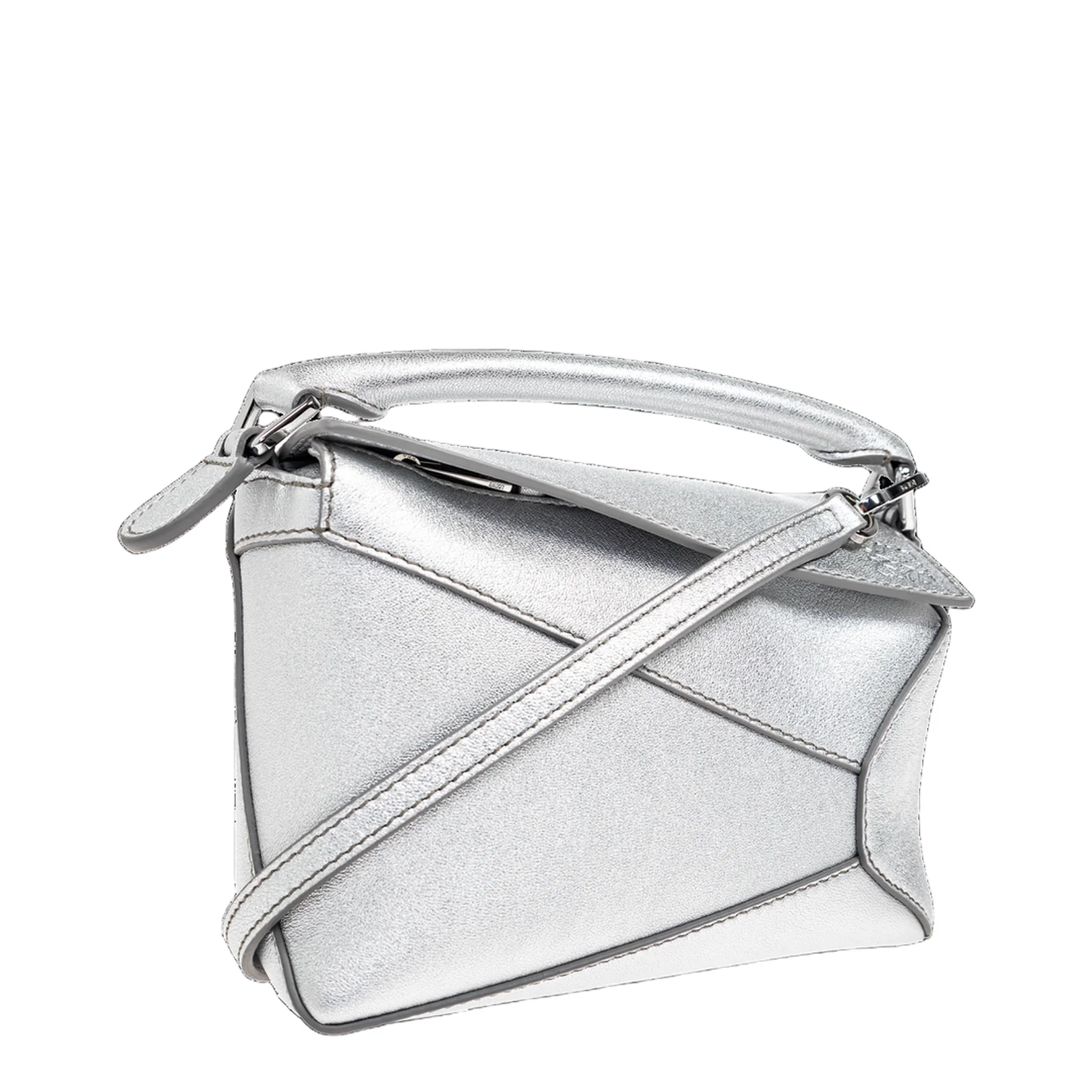 Puzzle Mini Leather Shoulder Bags - Silver - Image 4