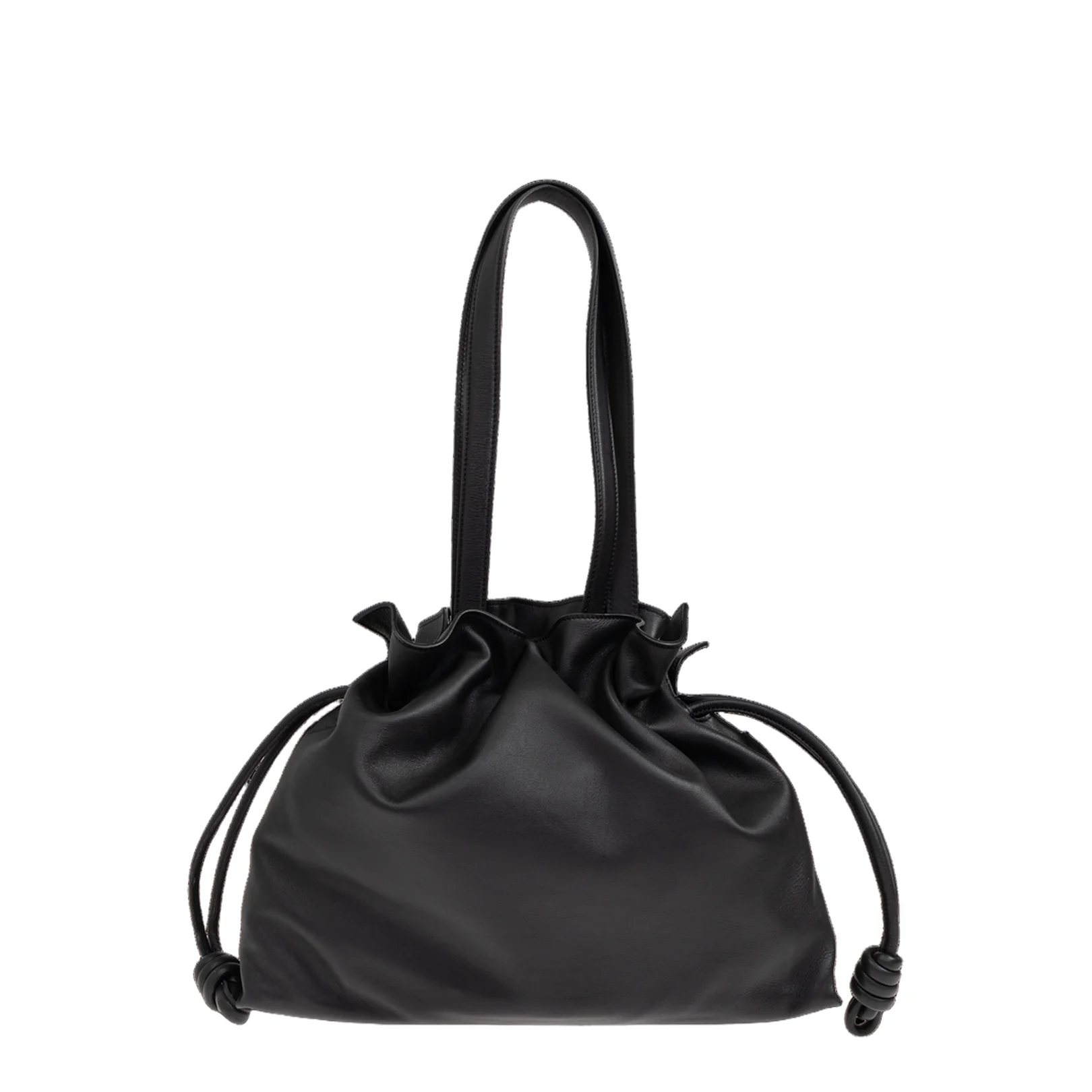 Flamenco Large Leather Clutch Bag - Black - Image 3