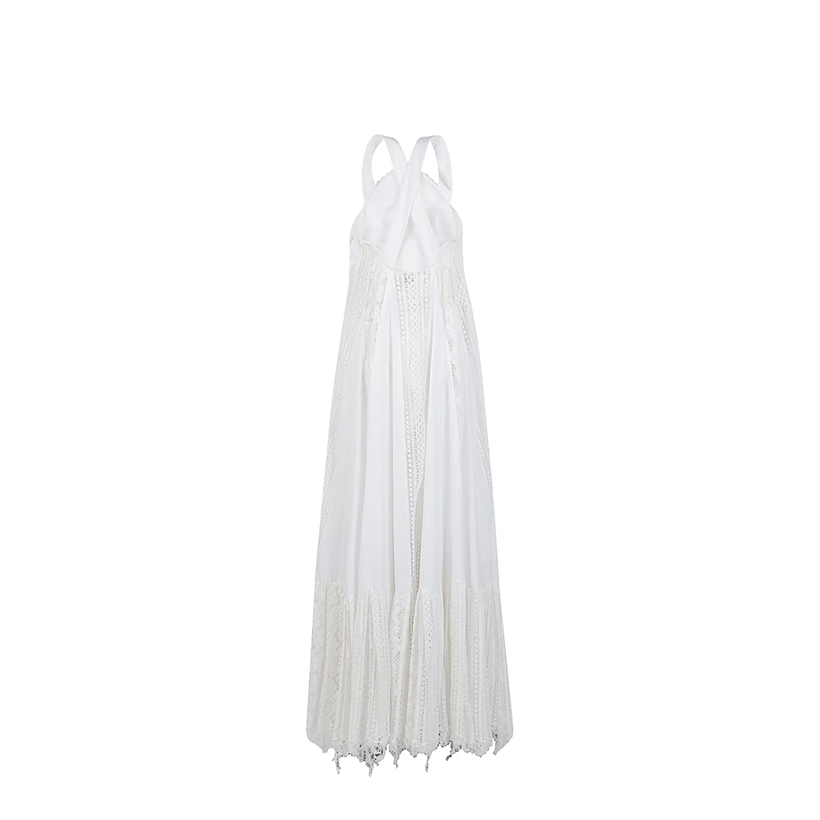 Dress in Light Cotton Poplin with Circular Lace Bodice - Image 2