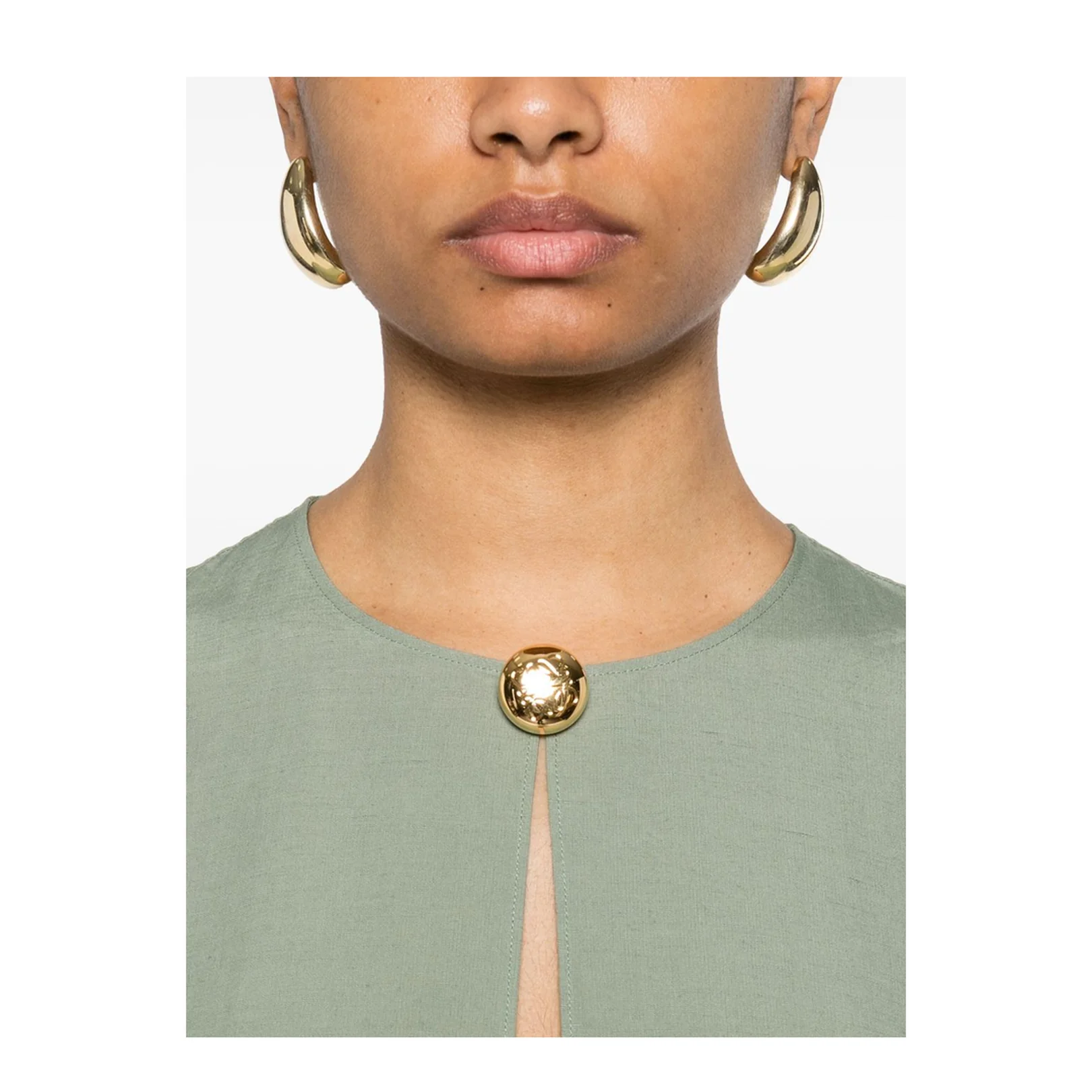 Pebble Dress in Viscose and Linen - Green - Image 4