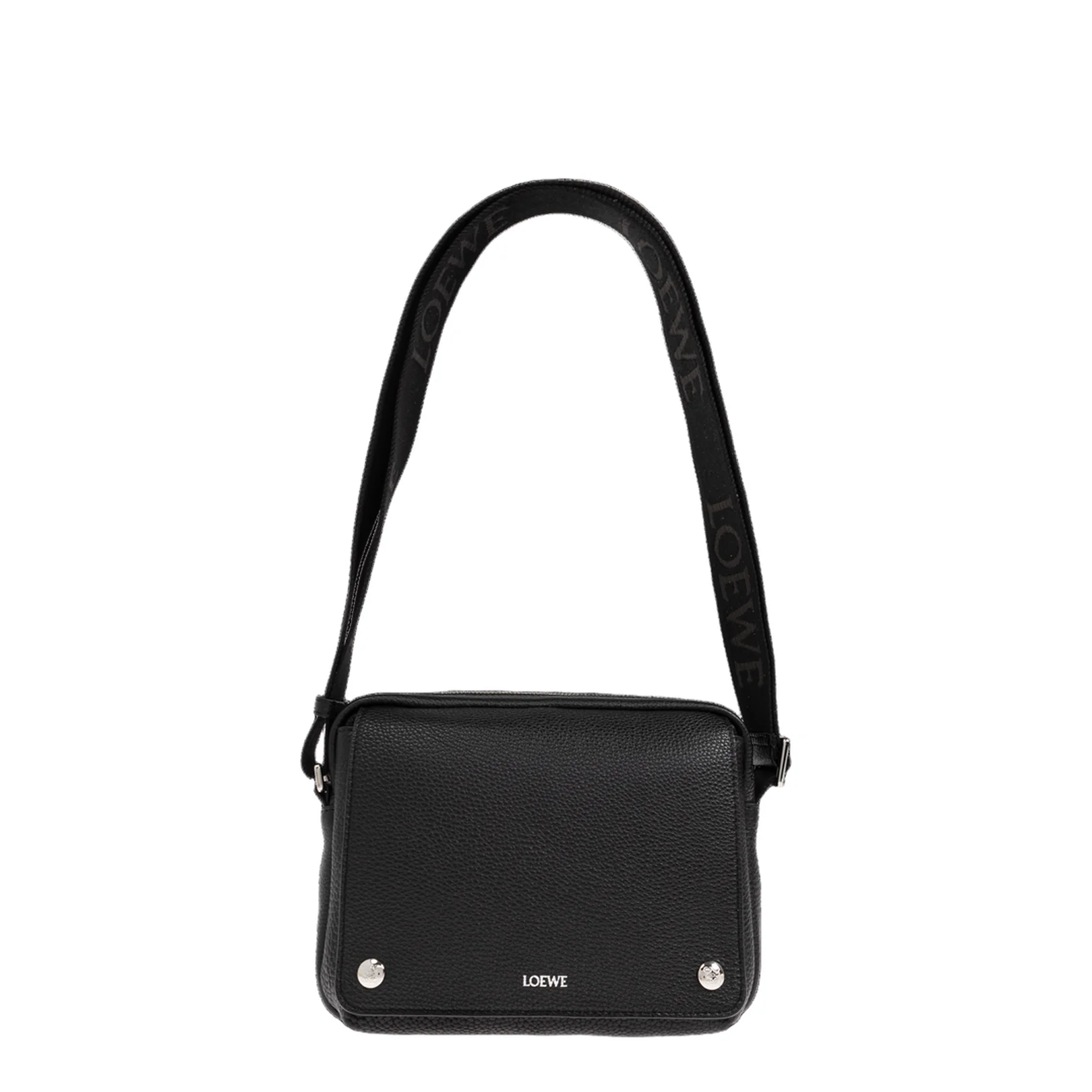 Pebble Medium Leather Messenger Bags - Black