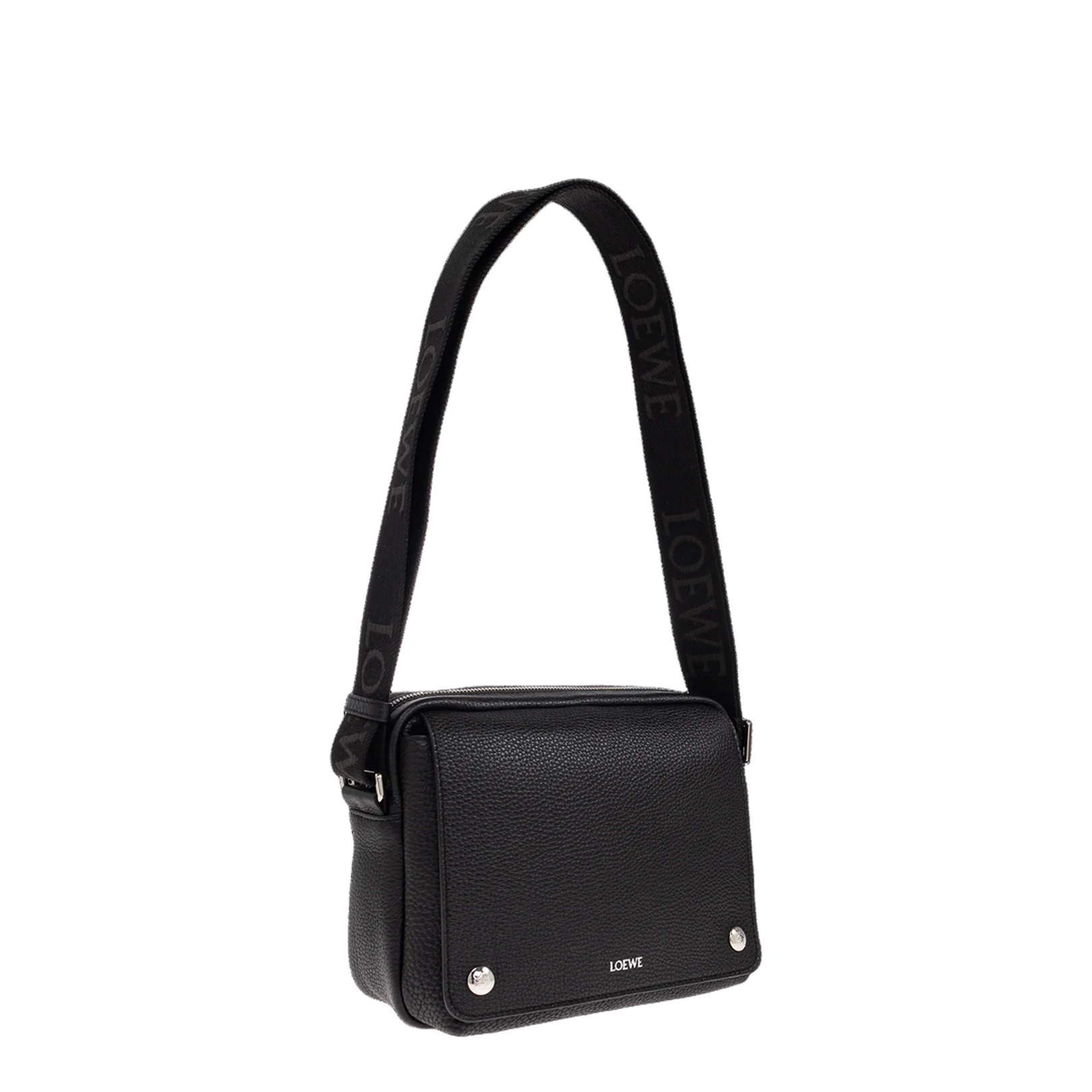 Pebble Medium Leather Messenger Bags - Black - Image 4