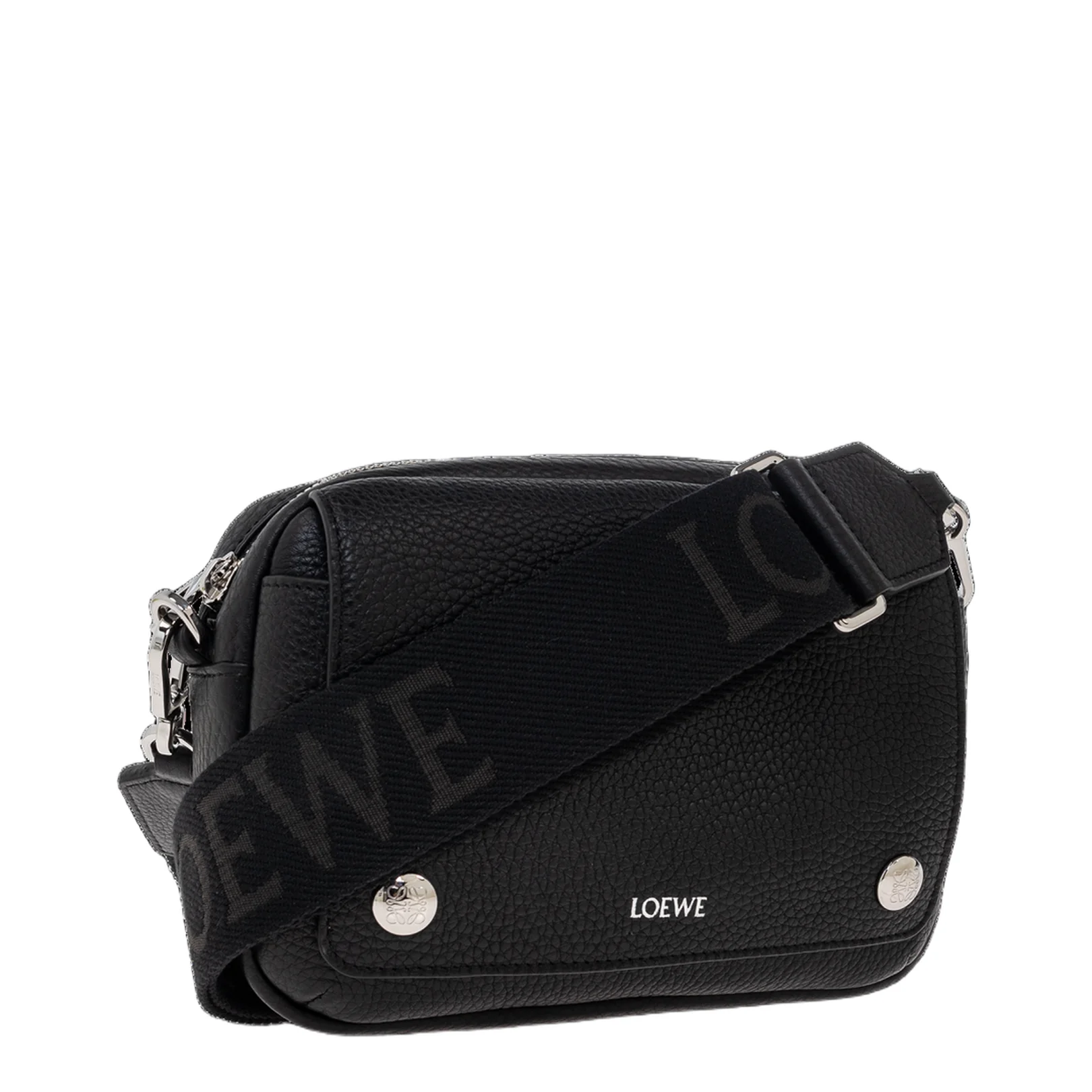Pebble Small Leather Messenger Bags - Black - Image 4