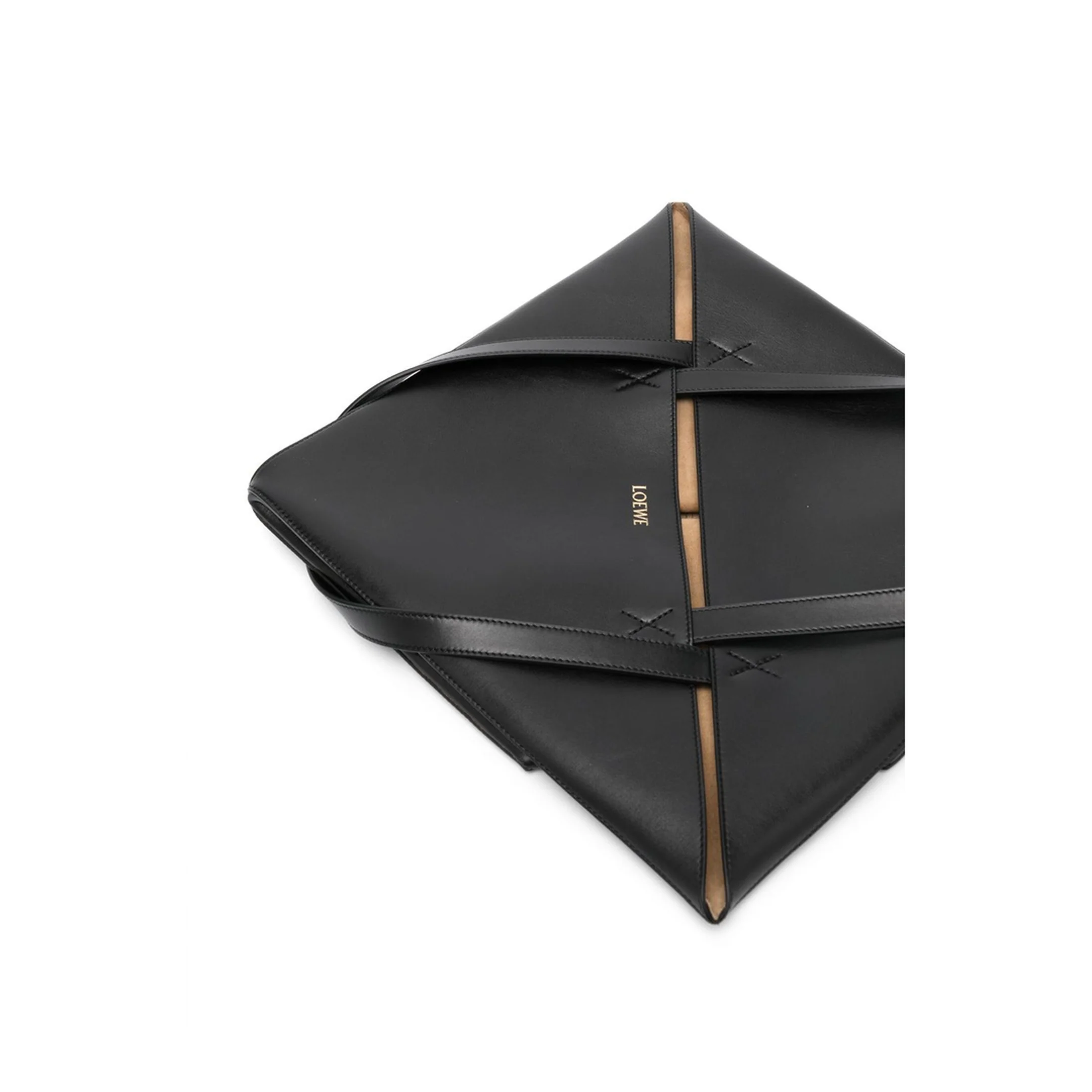 Puzzle Fold XL Leather Tote Bags - Black - Image 3