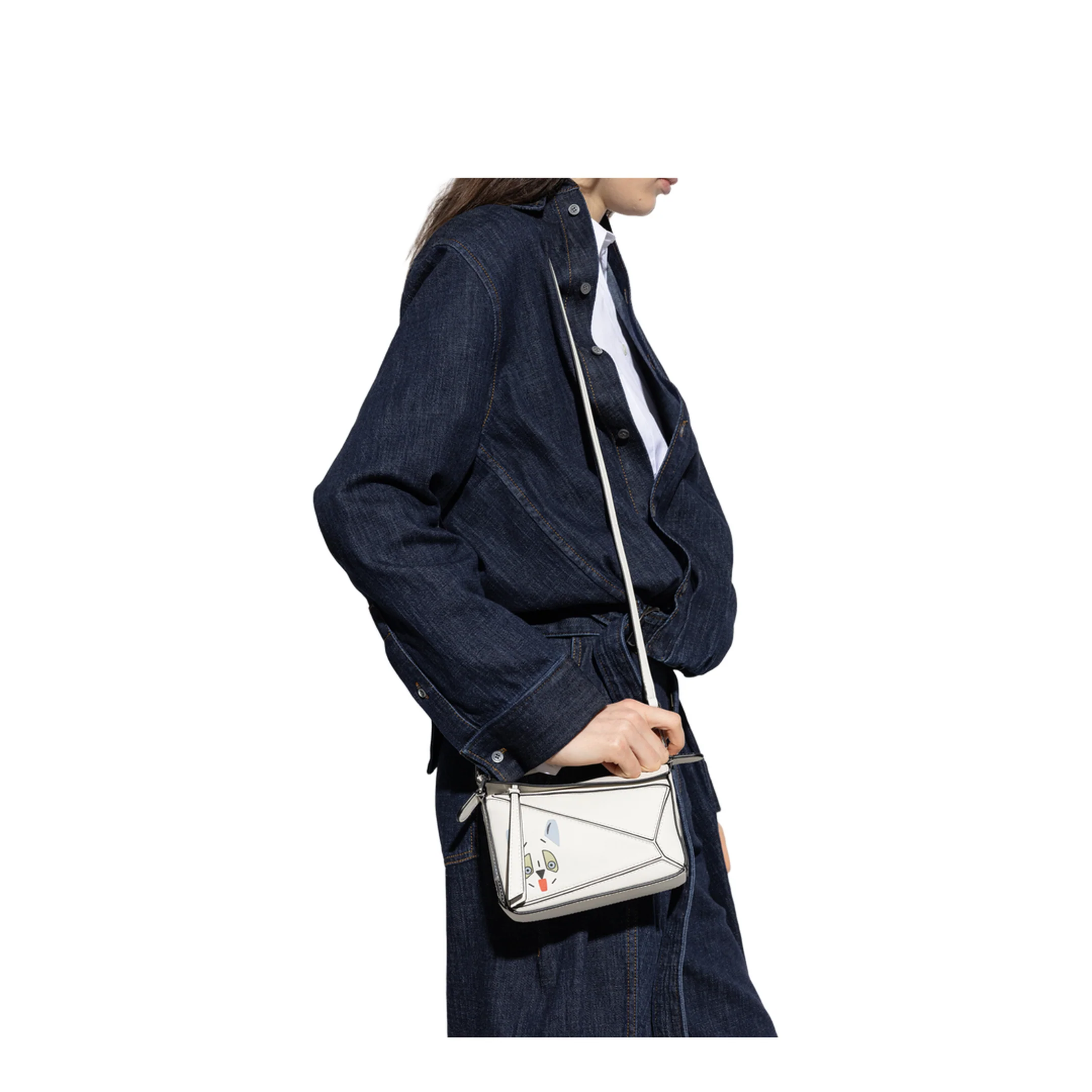 Futurist Cat Puzzle Mini Crossbody Bag - White - Image 2