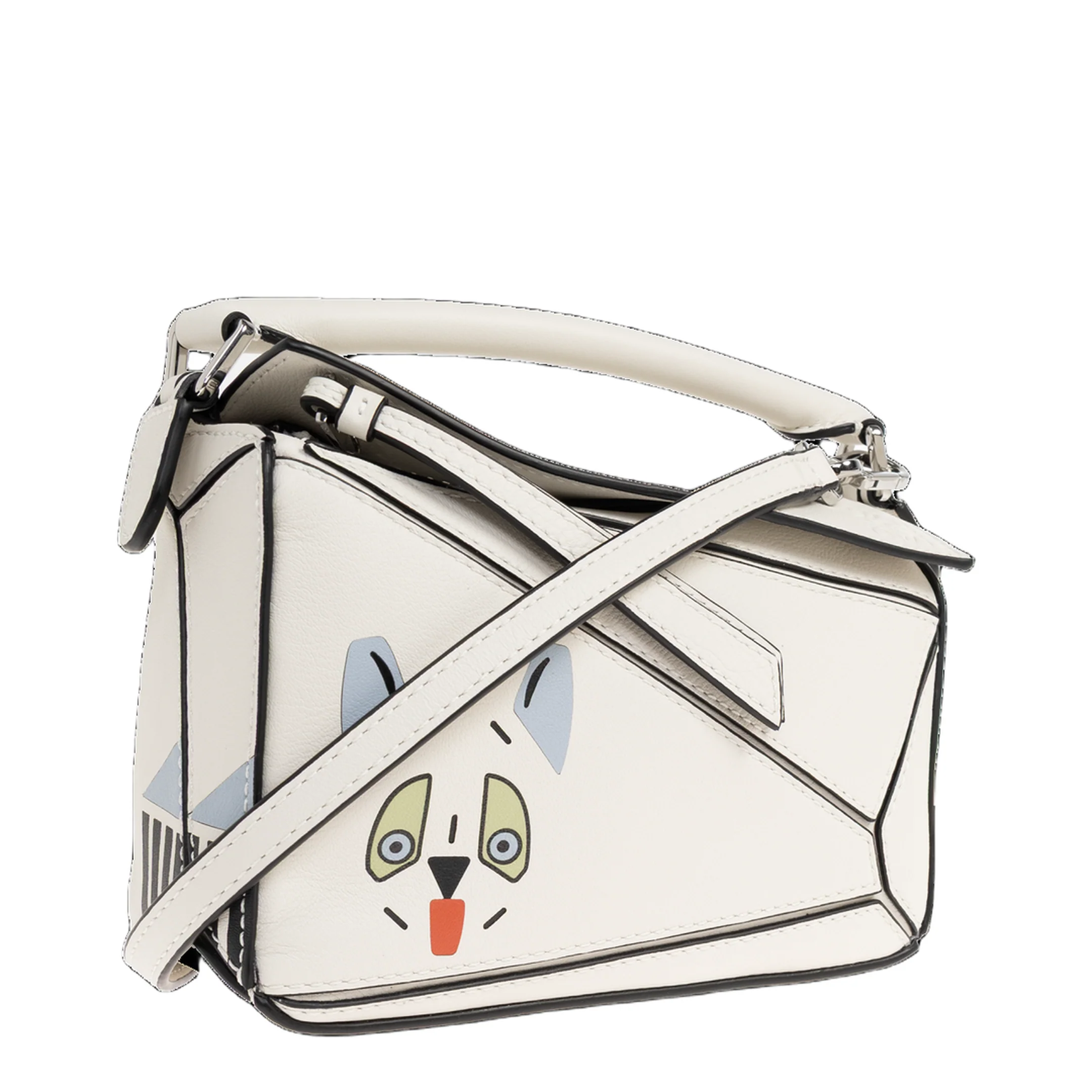 Futurist Cat Puzzle Mini Crossbody Bag - White - Image 4
