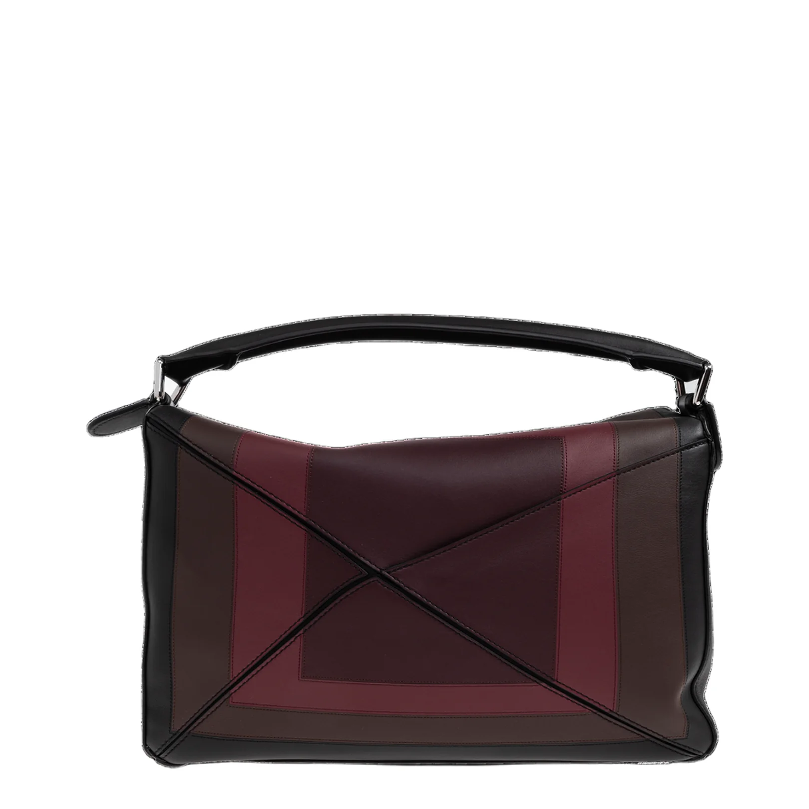 Puzzle Large Leather Shoulder Bags - Black Burgundy - Image 3