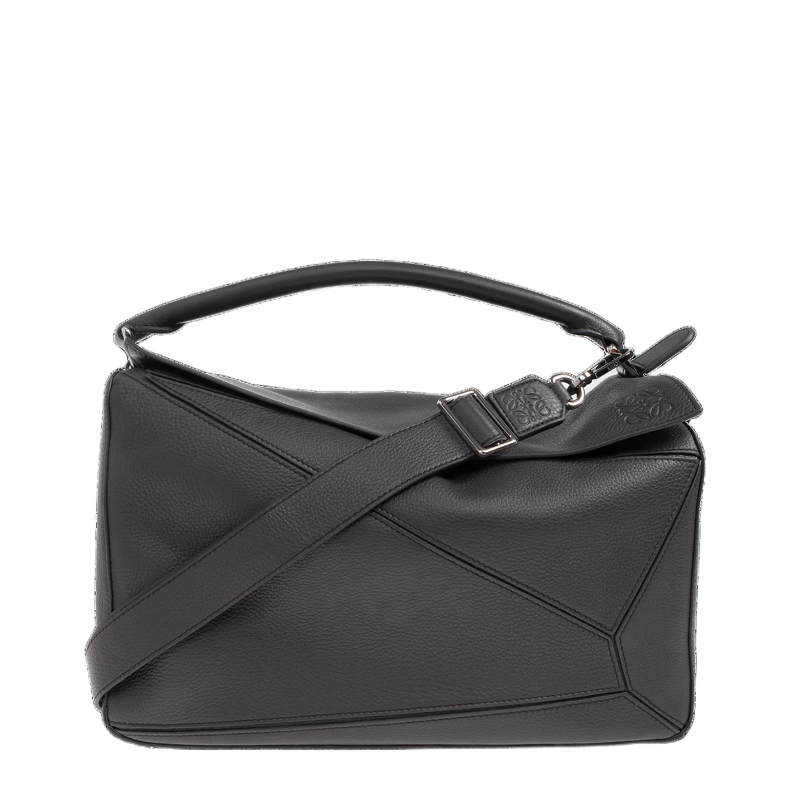 Puzzle Large Leather Shoulder Bags - Dark Grey