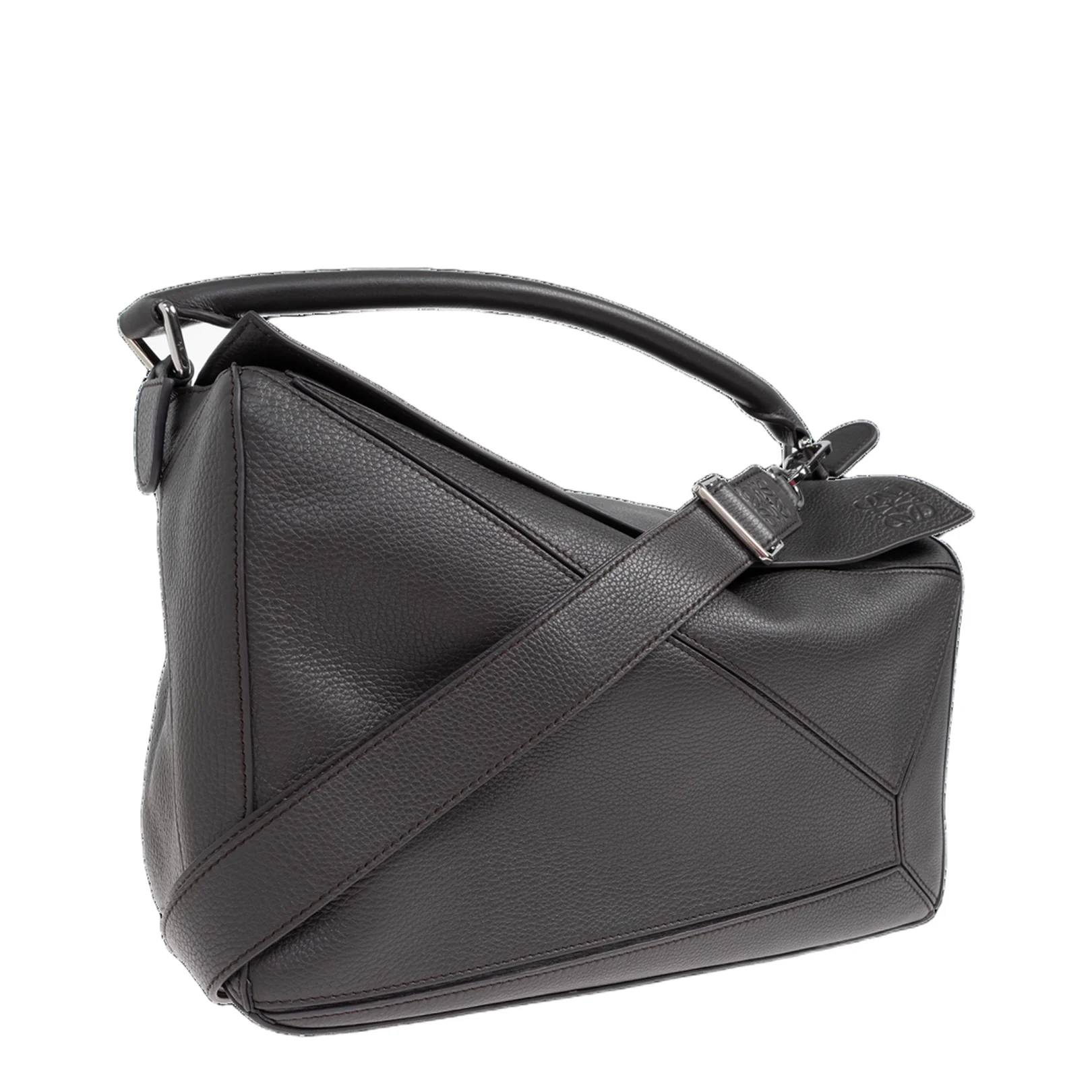 Puzzle Large Leather Shoulder Bags - Dark Grey - Image 4