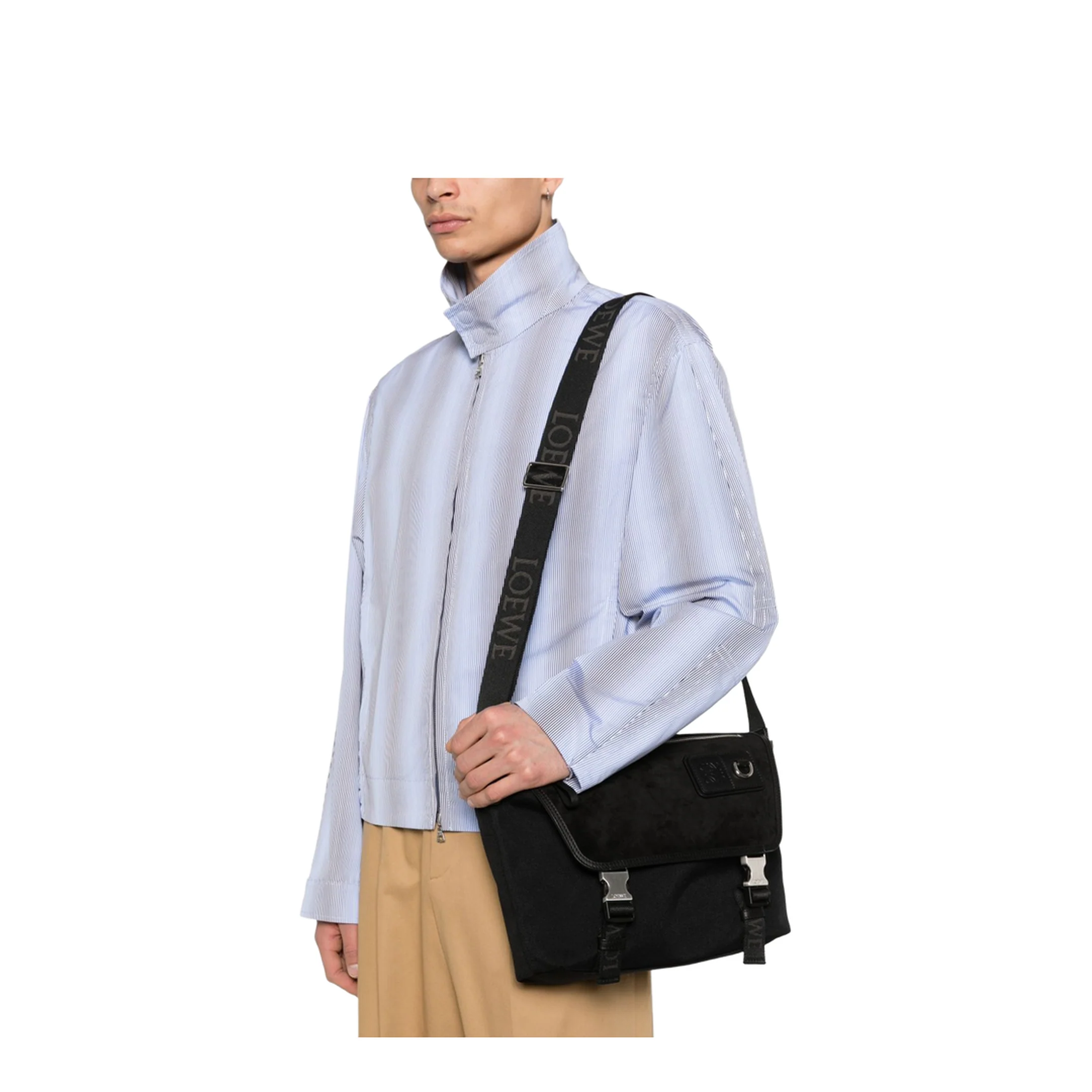 Flex Medium Suede Crossbody Bag - Black - Image 4