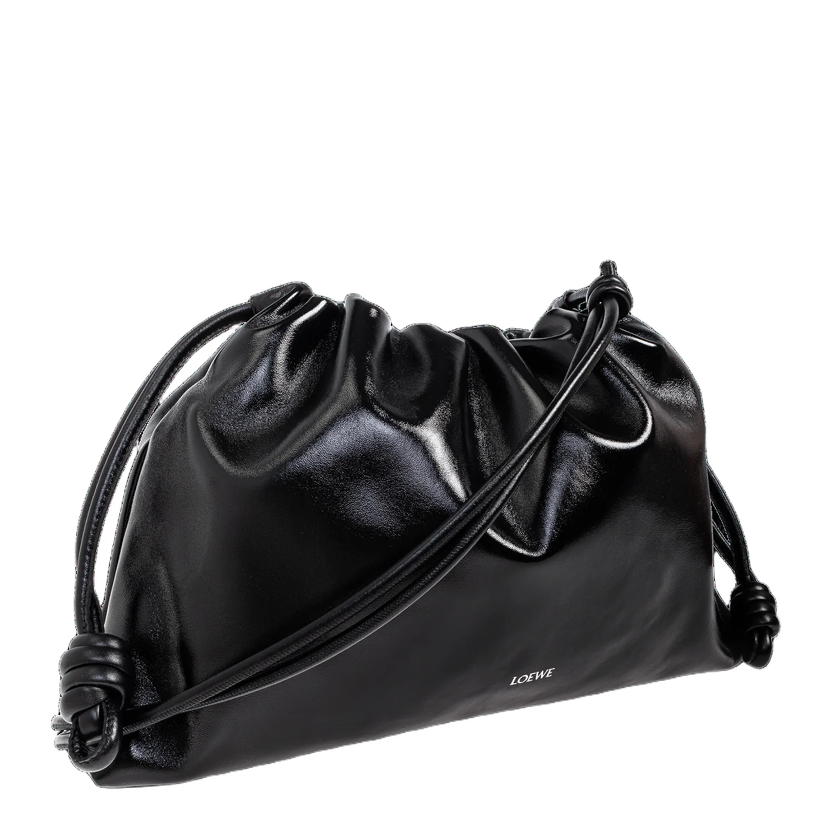 Flamenco Large Leather Shoulder Bags - Black - Image 4