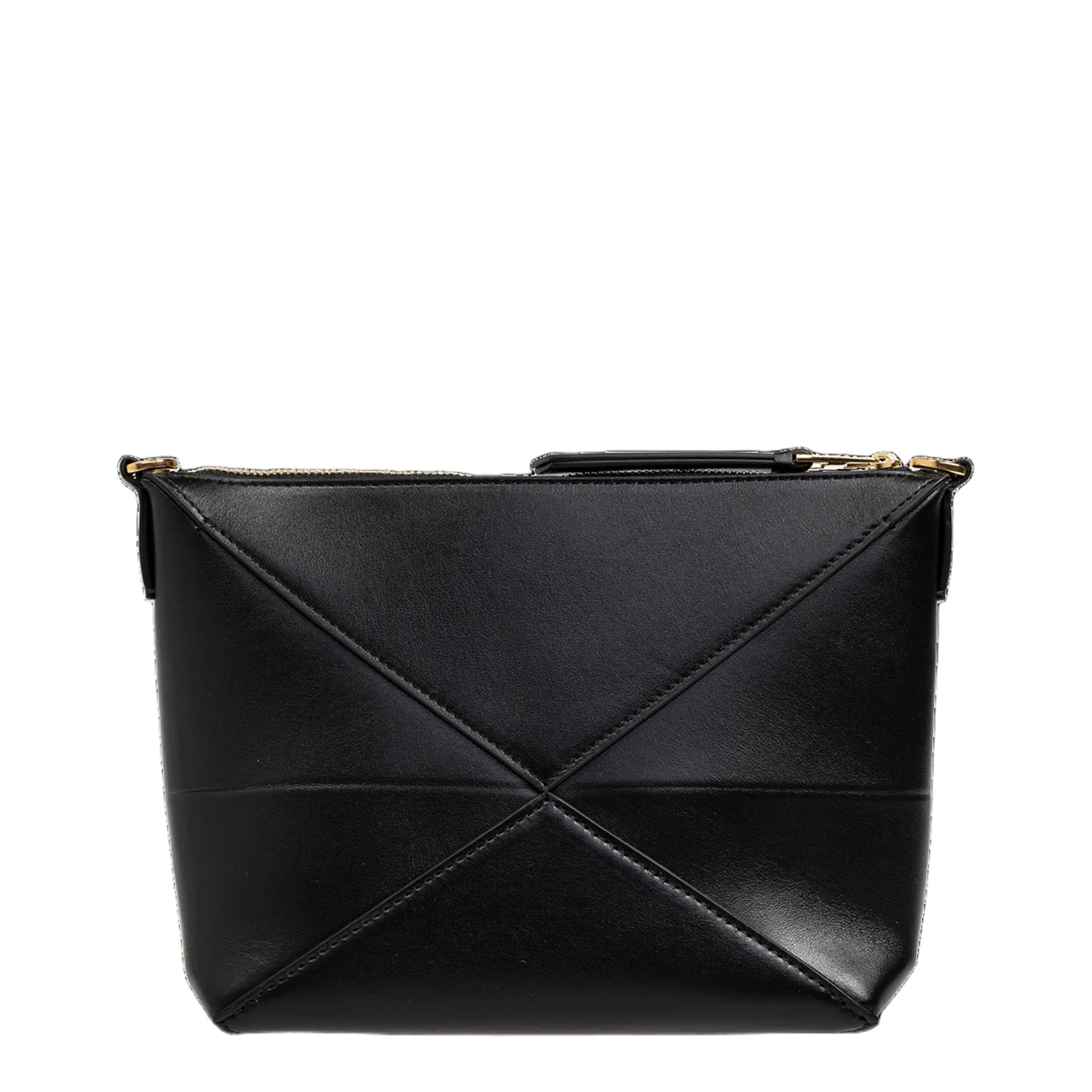 Puzzle Fold Leather Shoulder Bags - Black - Image 3
