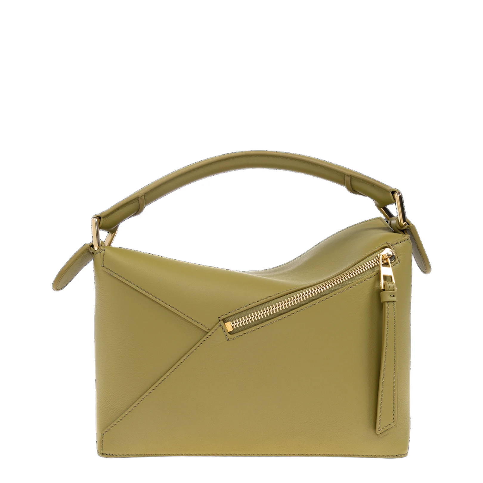Puzzle Edge Small Calfskin Shoulder Bags - Green Light Moss - Image 3