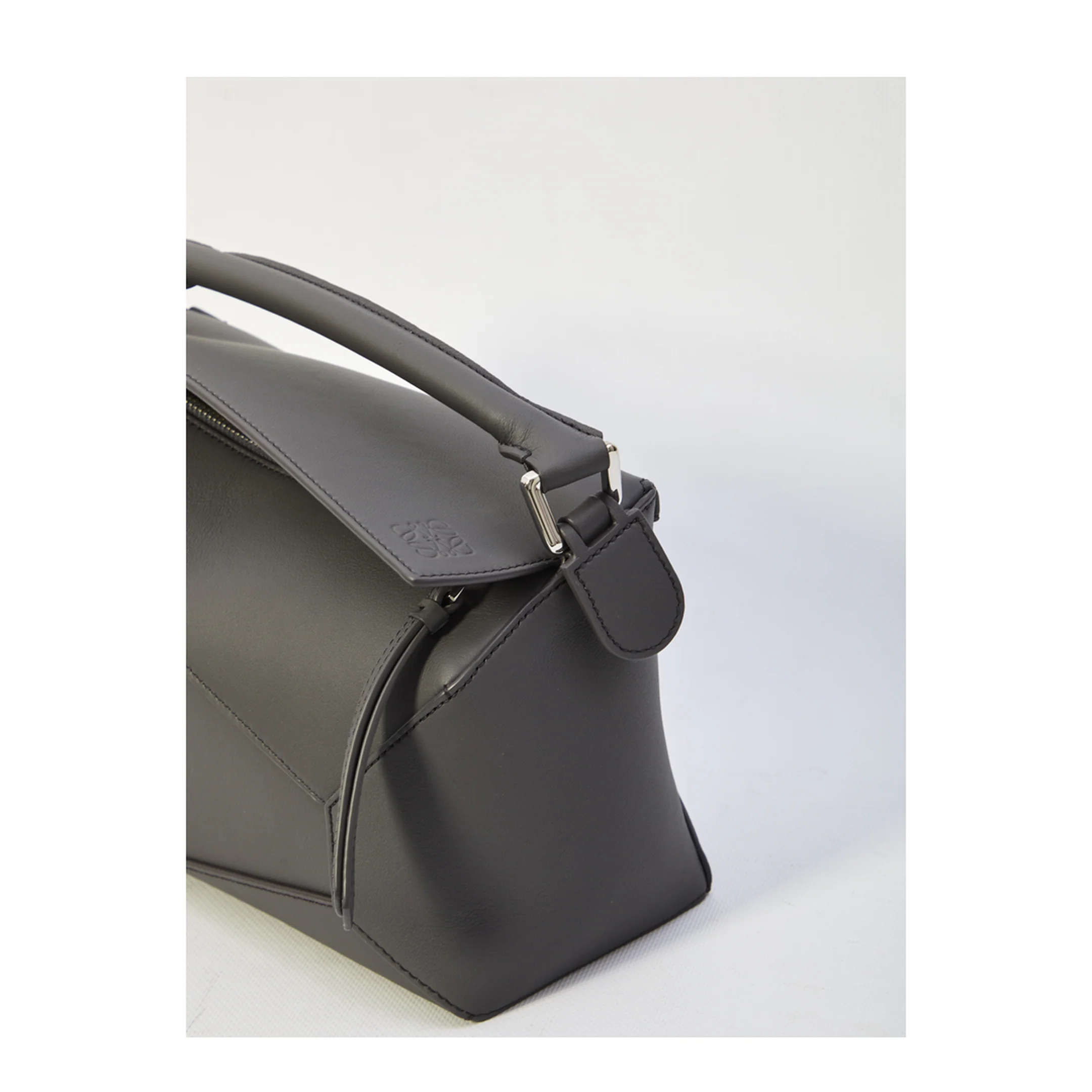 Puzzle Edge Small Calfskin Shoulder Bag- Grey - Image 4