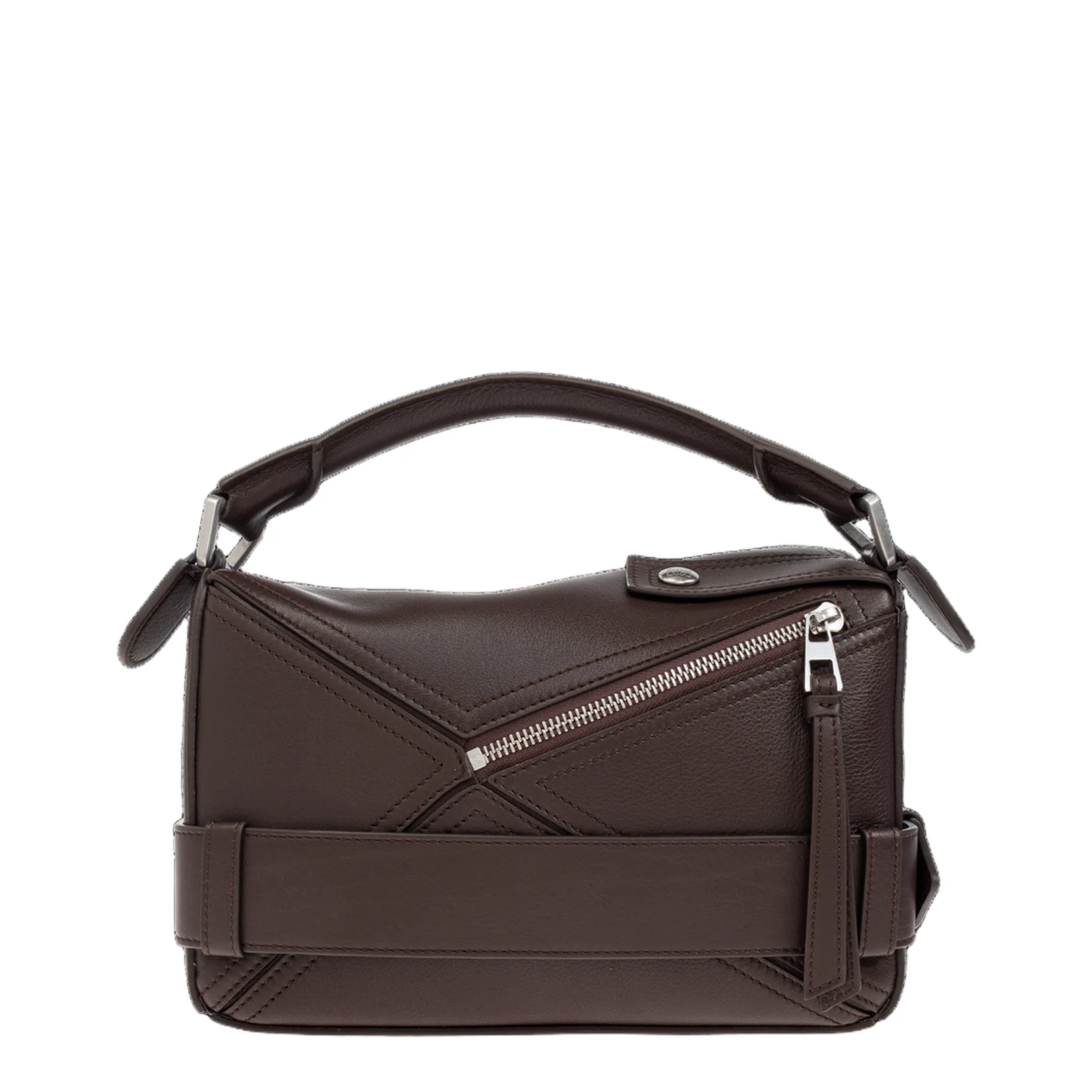 Puzzle Biker Small Leather Shoulder Bags - Dark Chestnut - Image 3