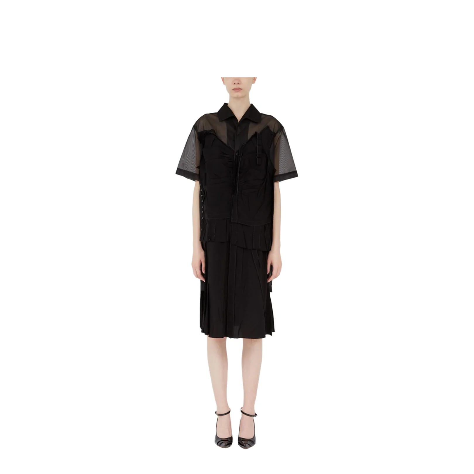 Black Mesh Design Dress - Image 5