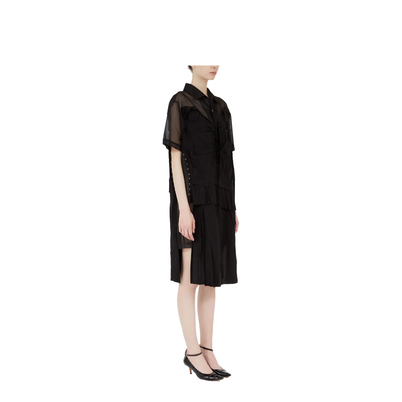 Black Mesh Design Dress - Image 6