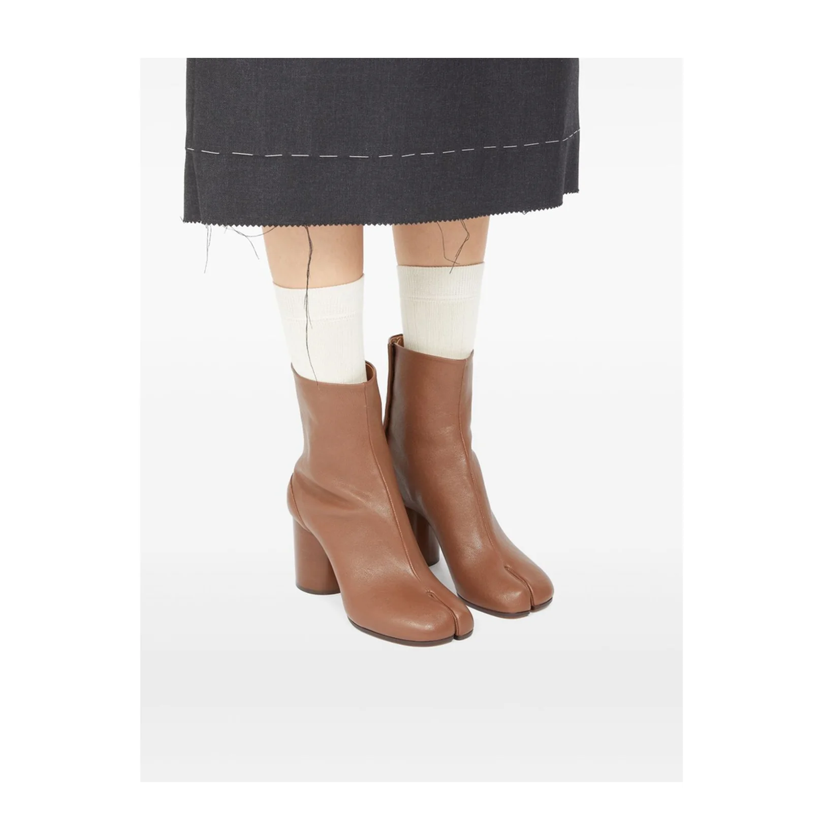 Brown Lambskin Leather Tabi Chelsea Boots - Image 5