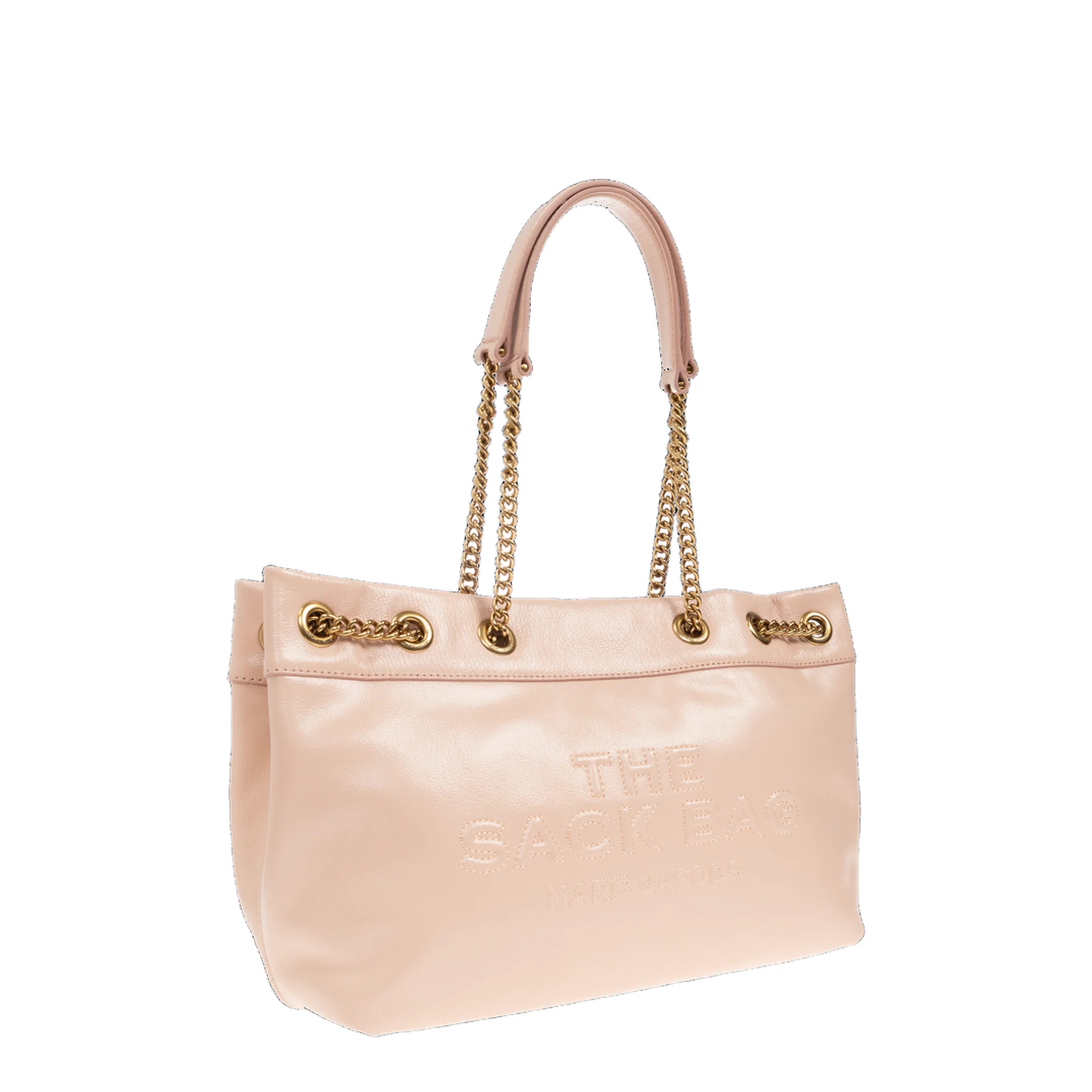 Small Chain Leather Sack Bag - Pink - Image 3