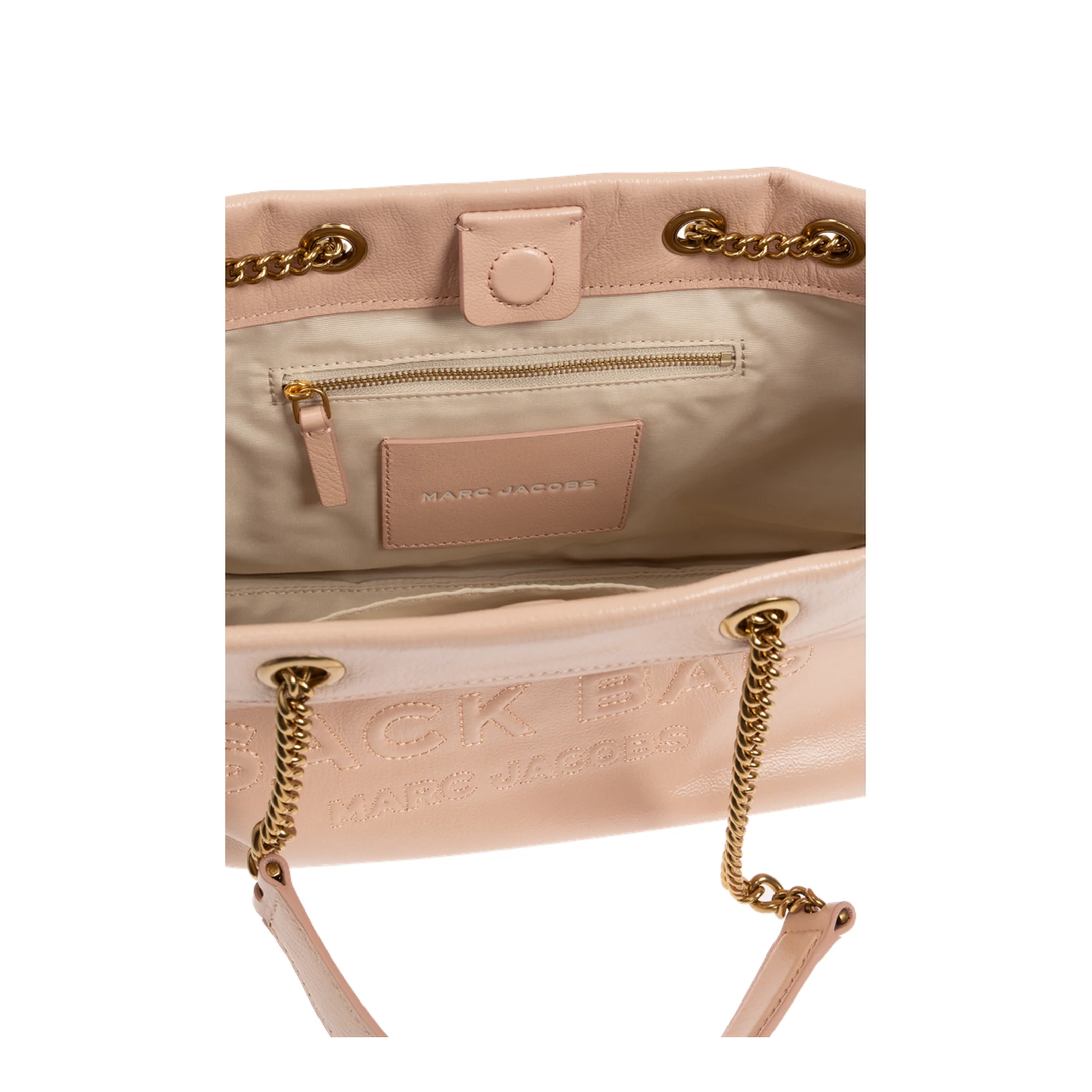 Small Chain Leather Sack Bag - Pink - Image 4