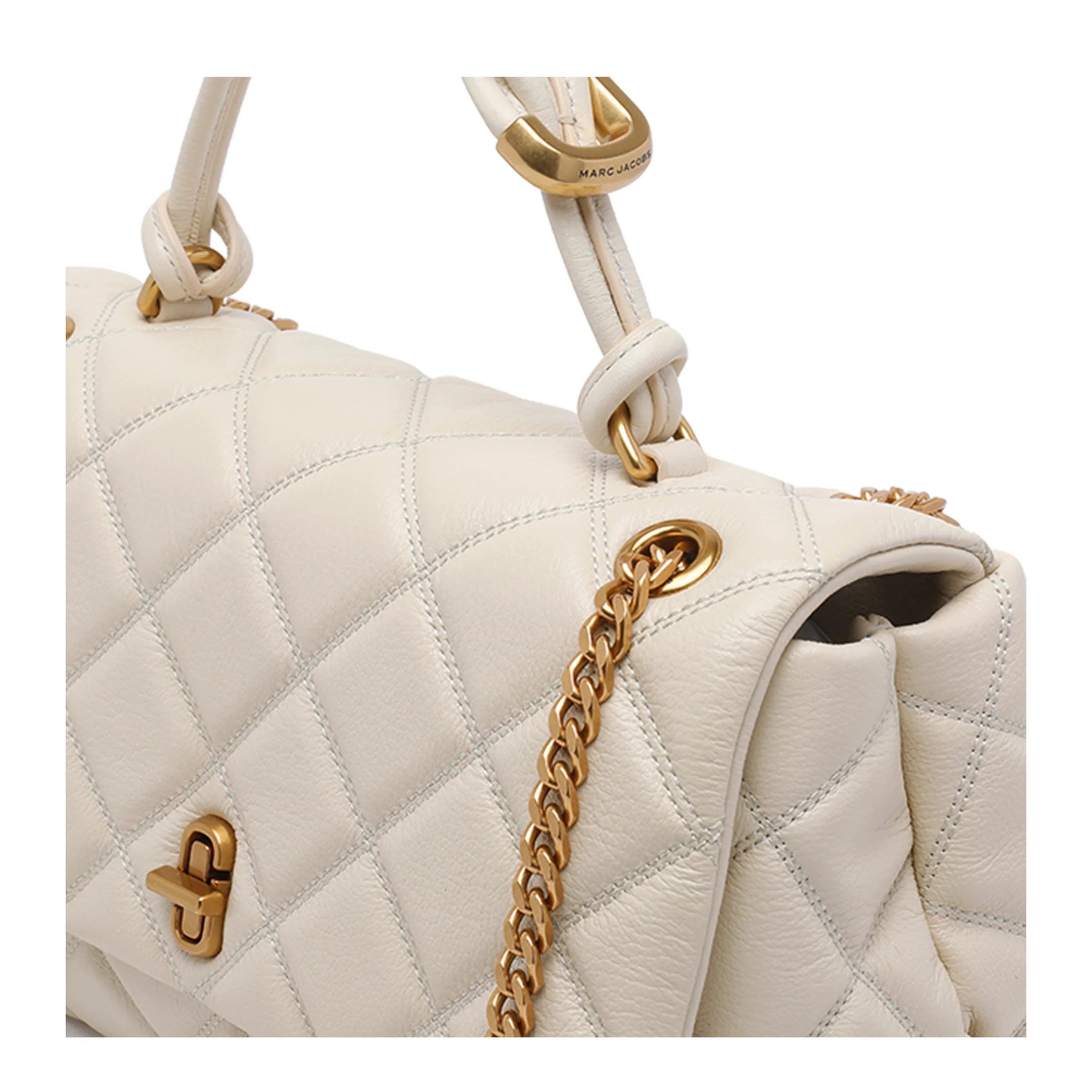 Dual Chain Shoulder Bag - White - Image 4