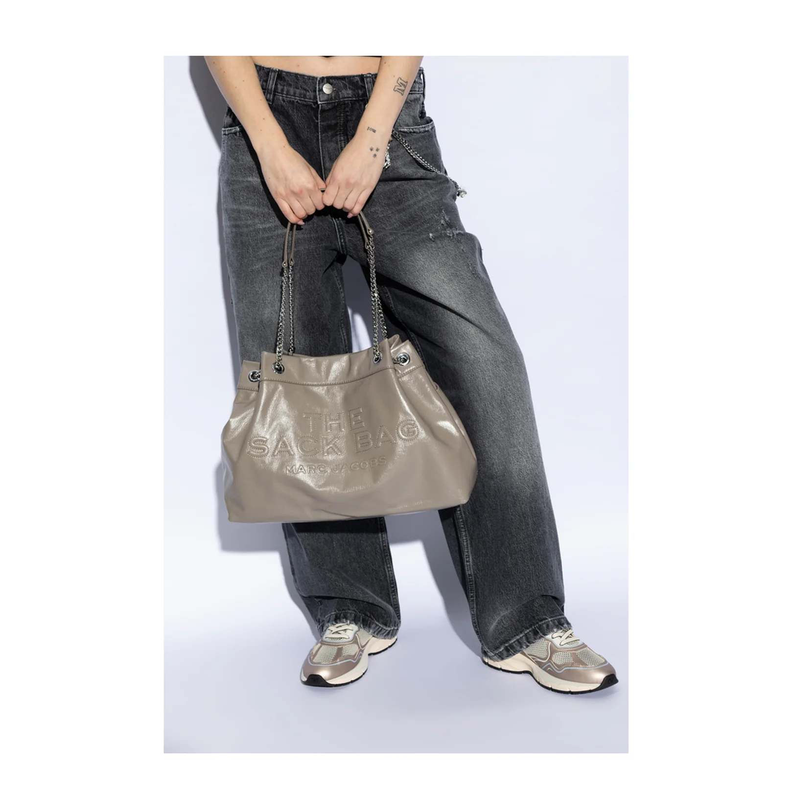 The Sack Leather Shoulder Bag - Beige - Image 2