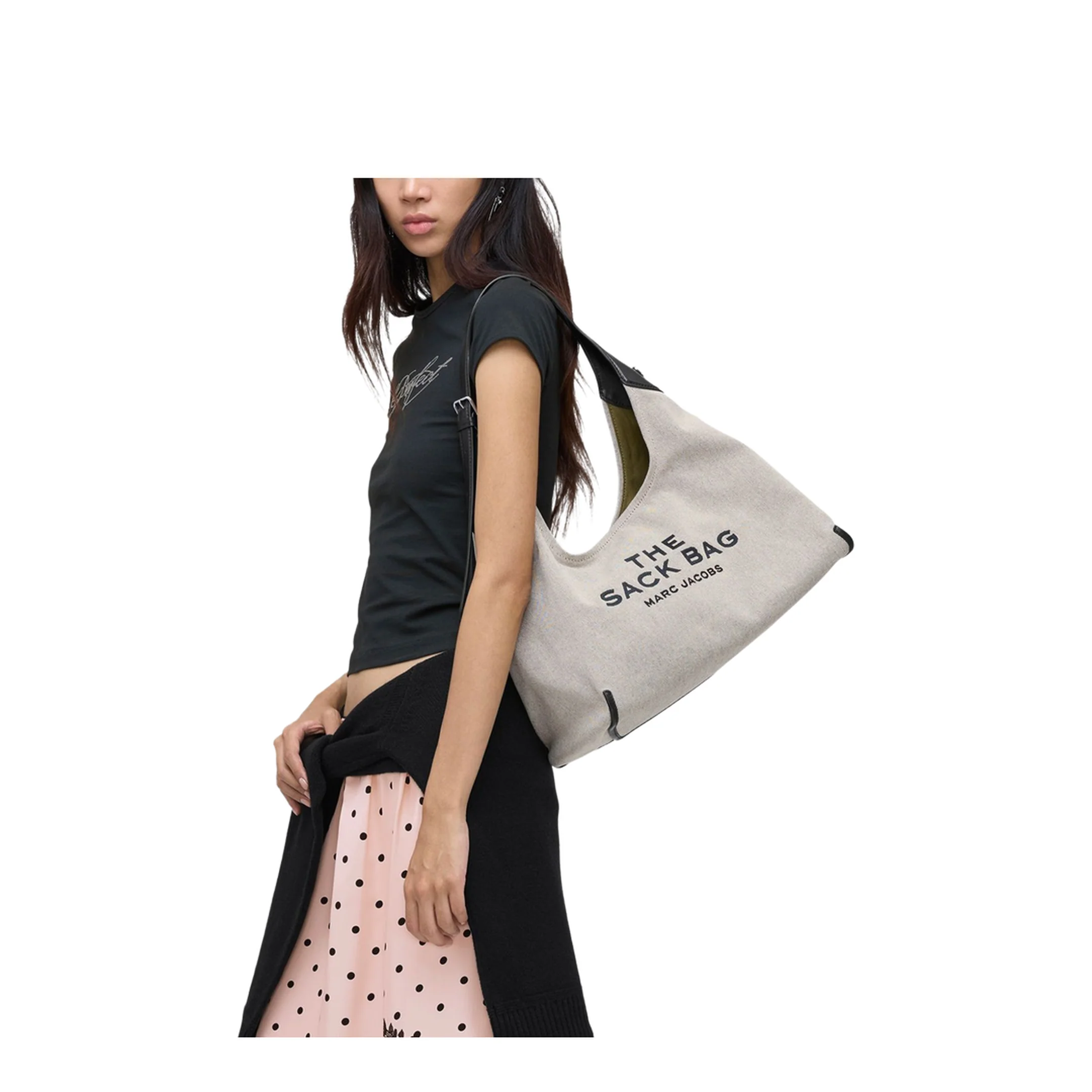 The Belted Sack Shoulder Bag - Ivory - Image 3