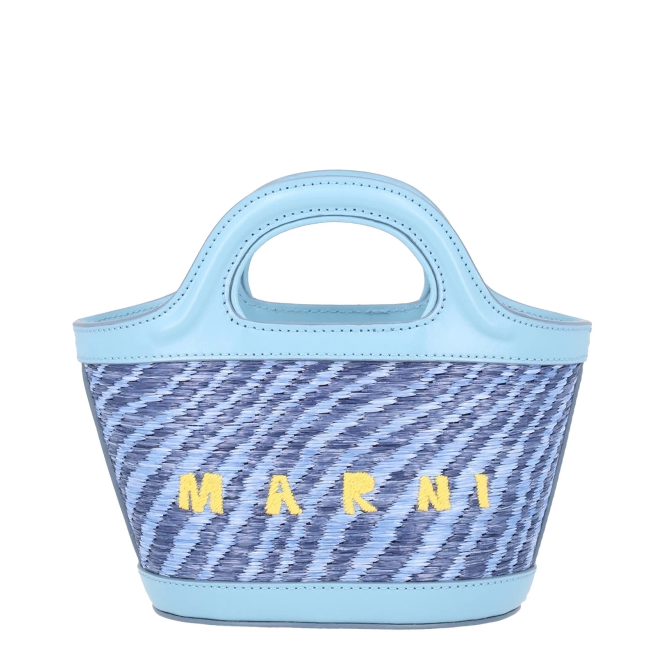 Blue Wavy Raffia-Effect Tropicalia Micro Bag