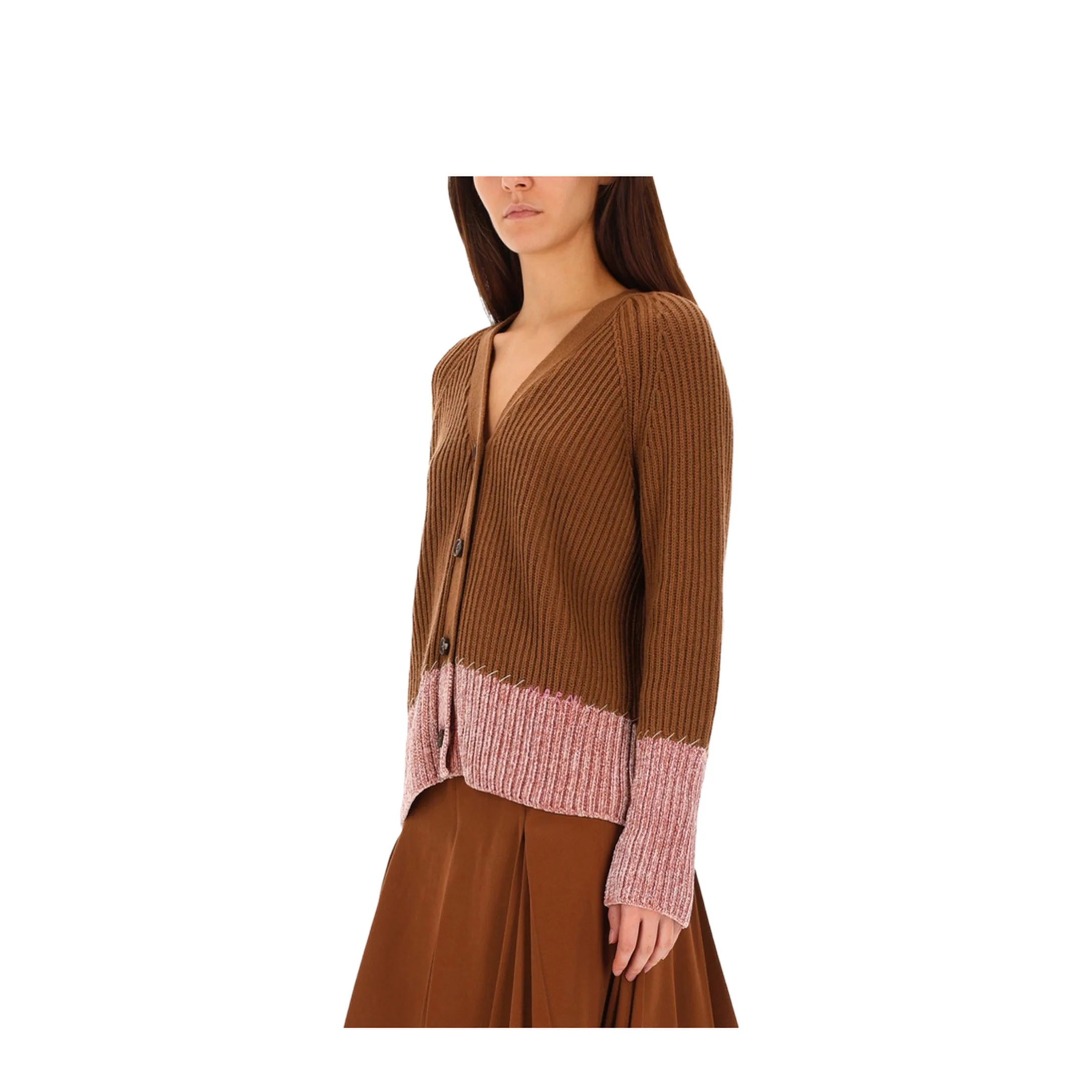 Cardigan with Color Block Pattern - Image 4