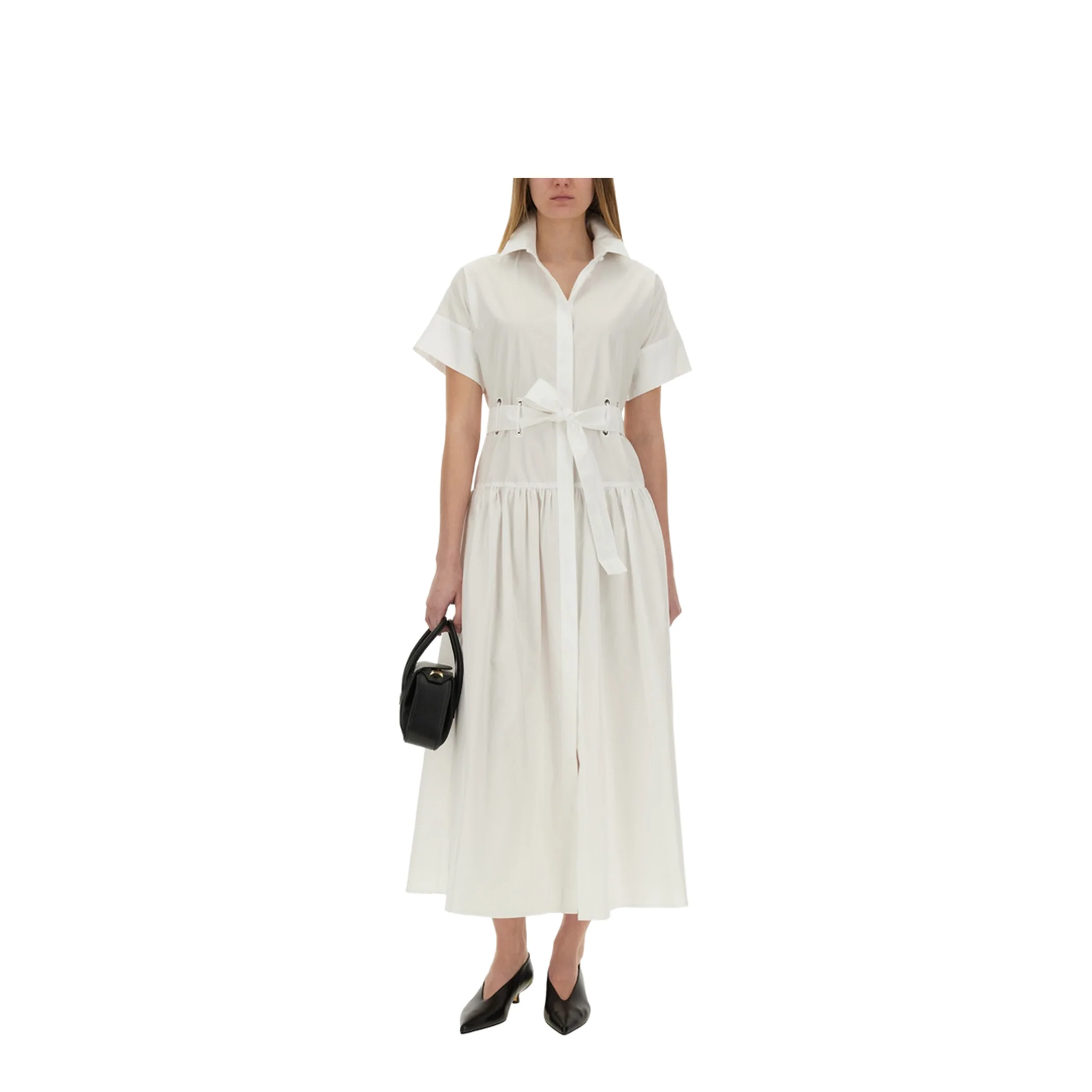 Belted Short-sleeved Midi Dress - Image 2