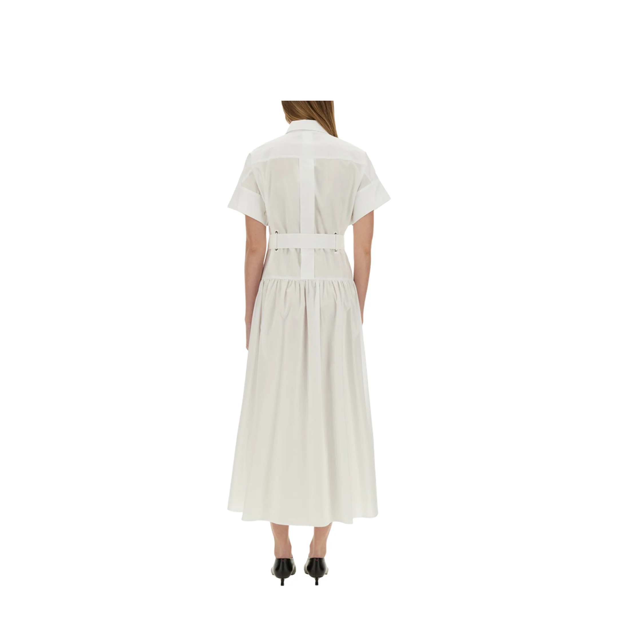 Belted Short-sleeved Midi Dress - Image 3