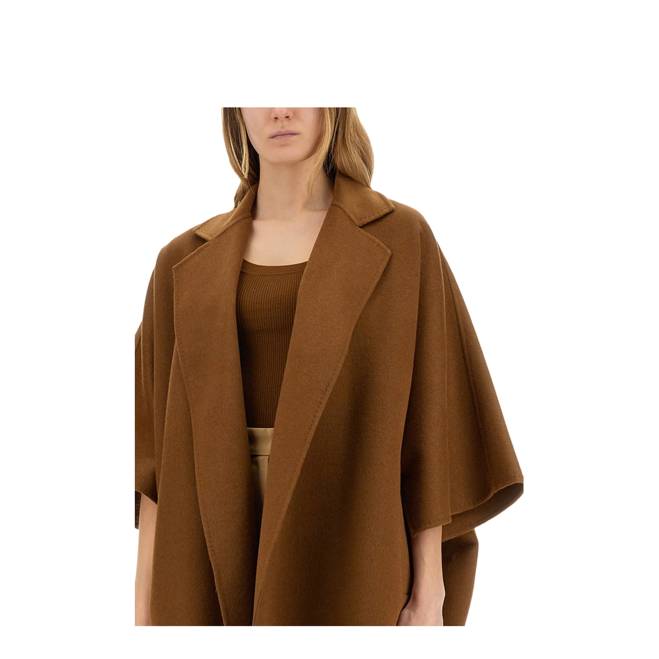 Camel Drap Cape Coat - Image 4