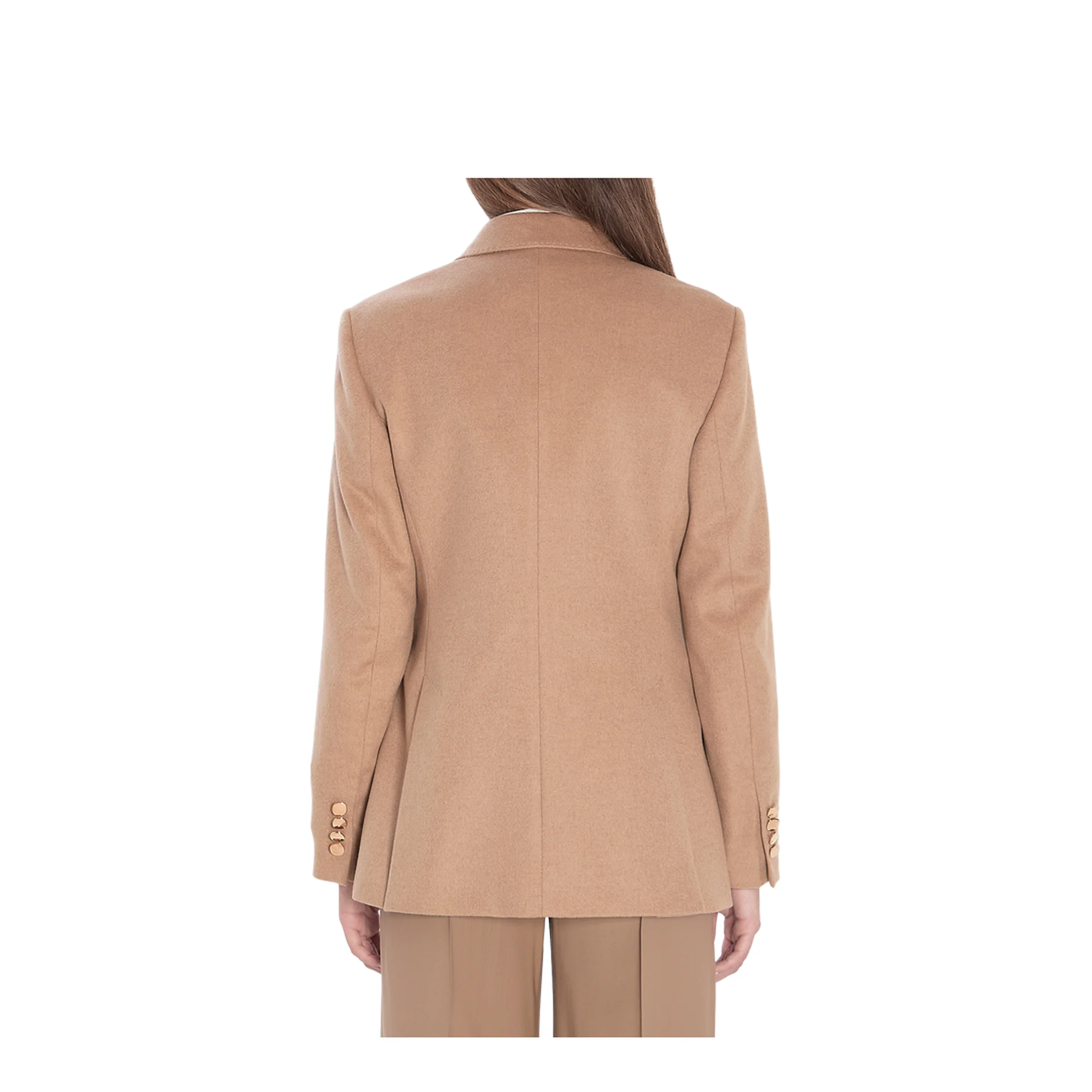 Double-breasted blazer in camel - Image 4