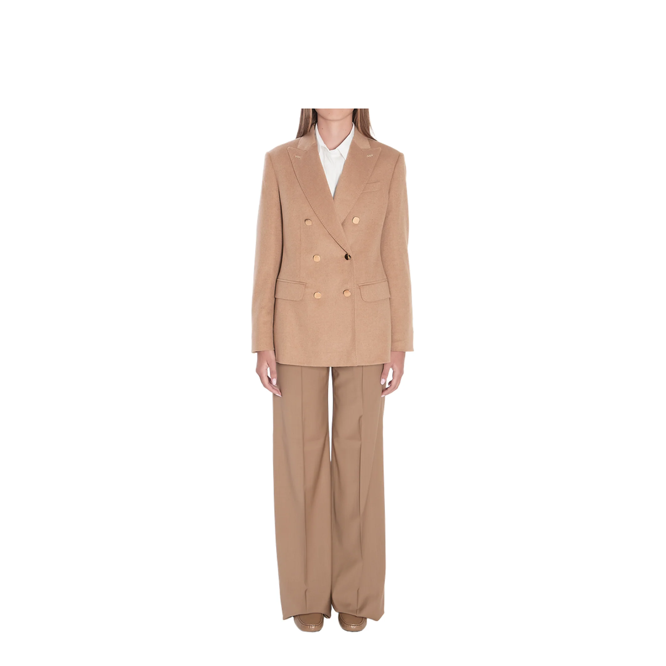 Double-breasted blazer in camel - Image 5