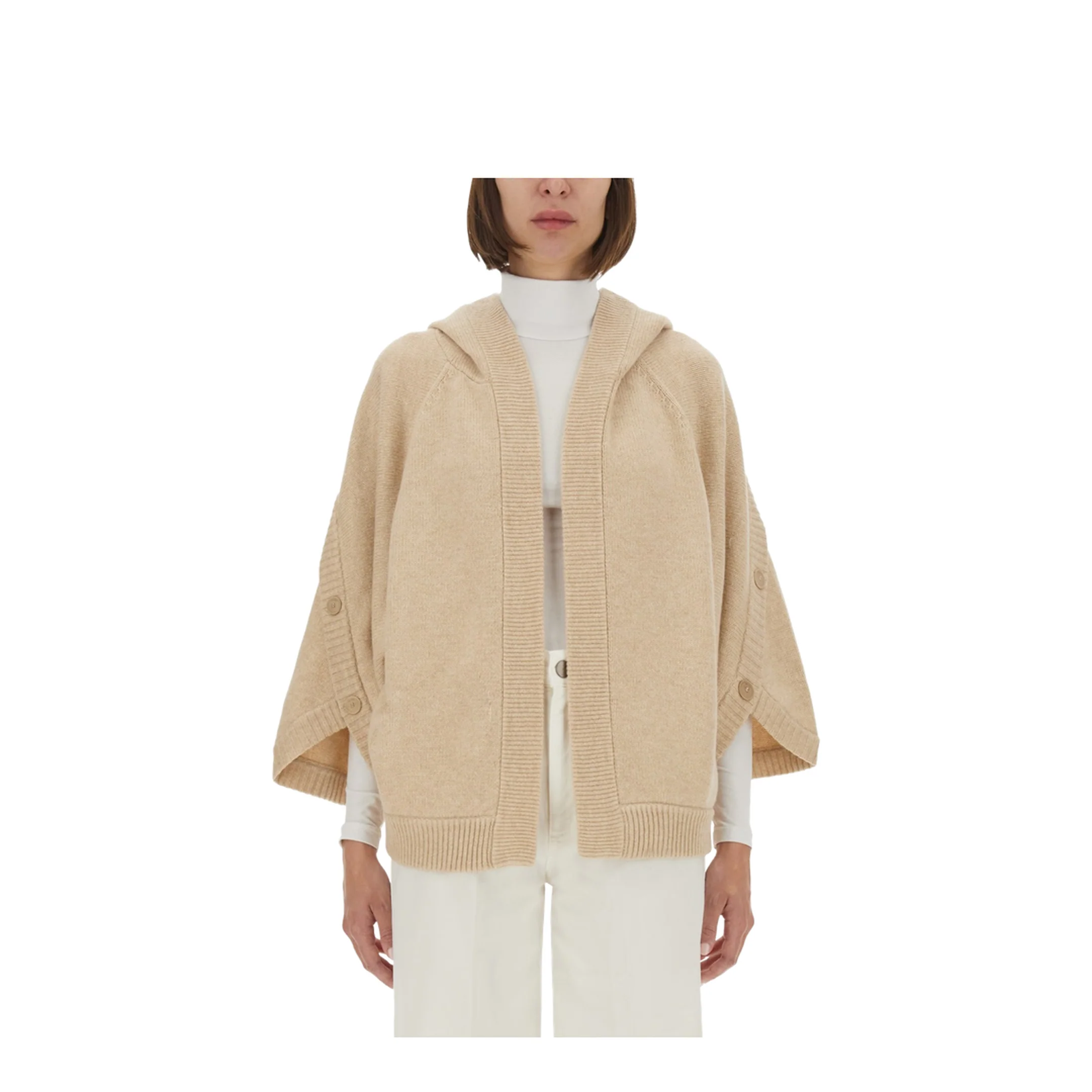 Hooded Cardigan in Wool and Cashmere - Grey