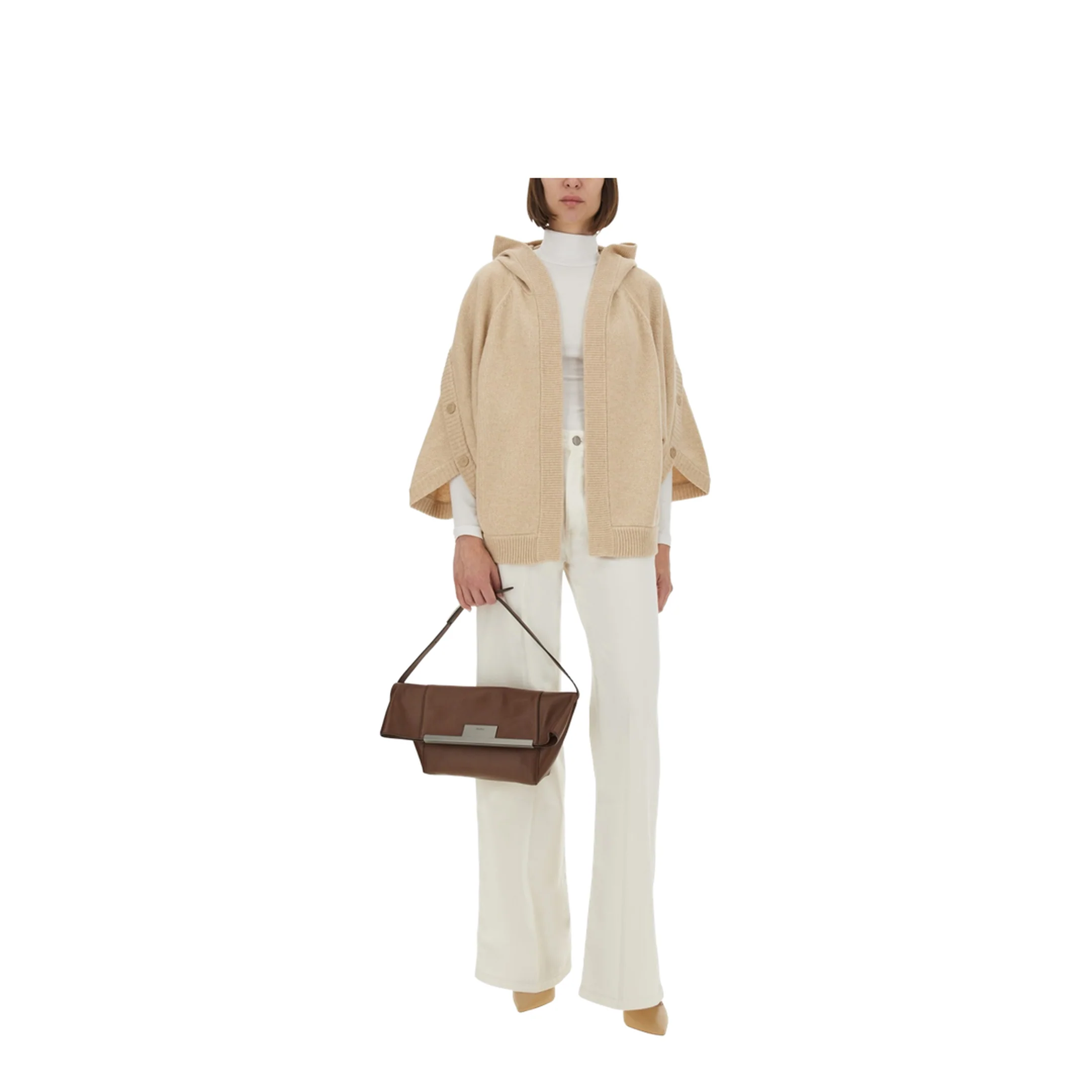 Hooded Cardigan in Wool and Cashmere - Grey - Image 2
