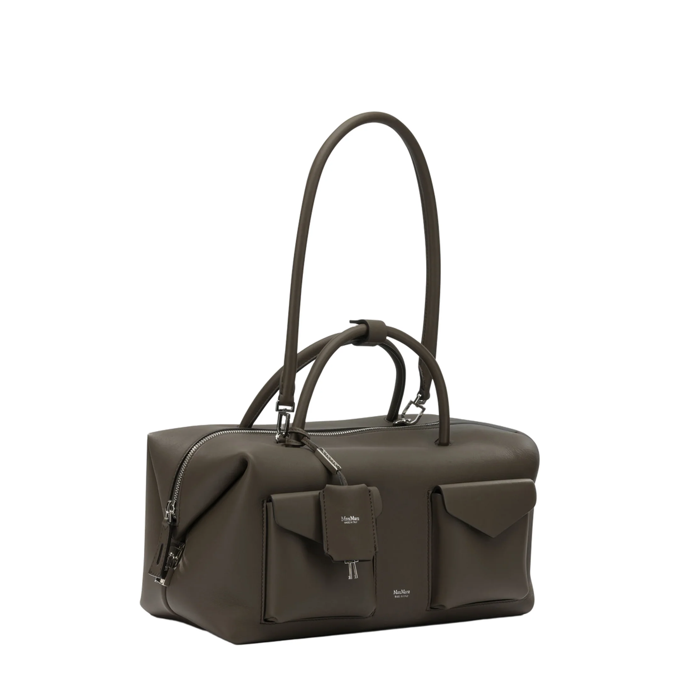 M-Shaped Medium Leather Handbag - Brown - Image 2