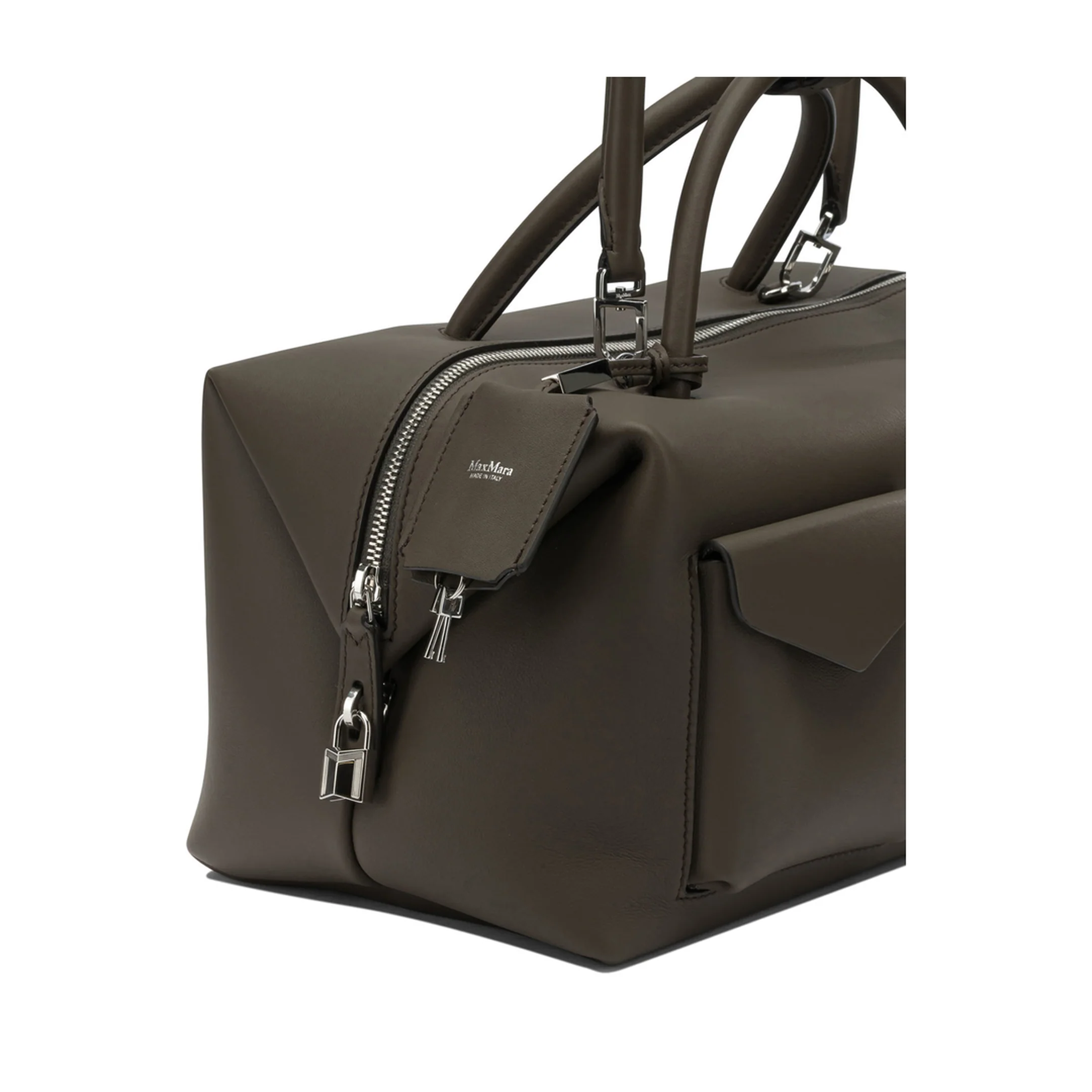 M-Shaped Medium Leather Handbag - Brown - Image 4