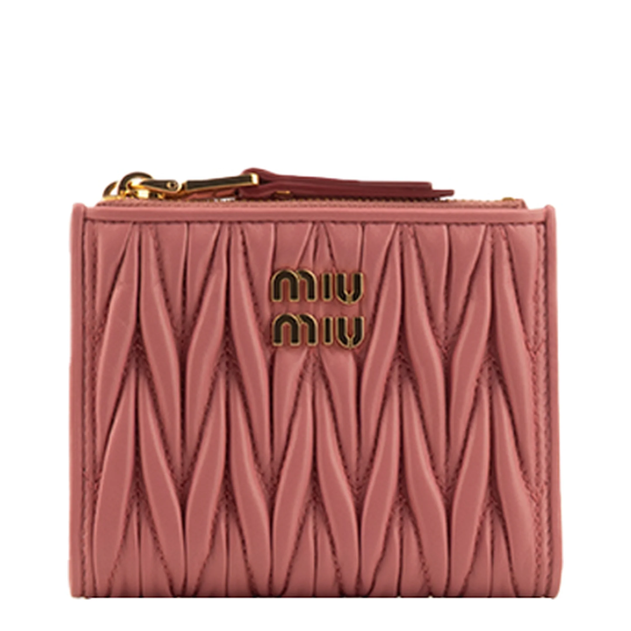 Quilted Leather Short Wallet - Pink - Image 3