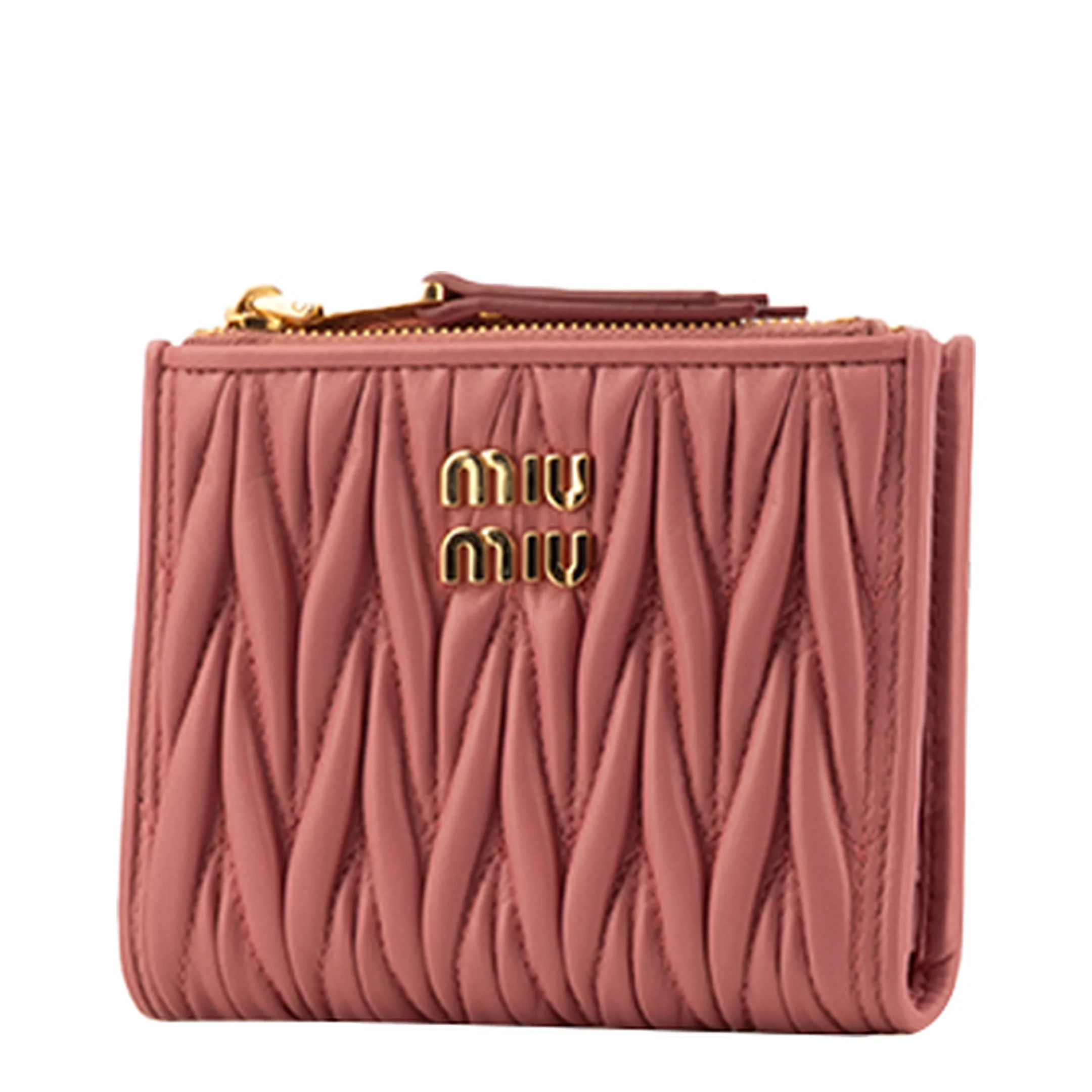 Quilted Leather Short Wallet - Pink - Image 4