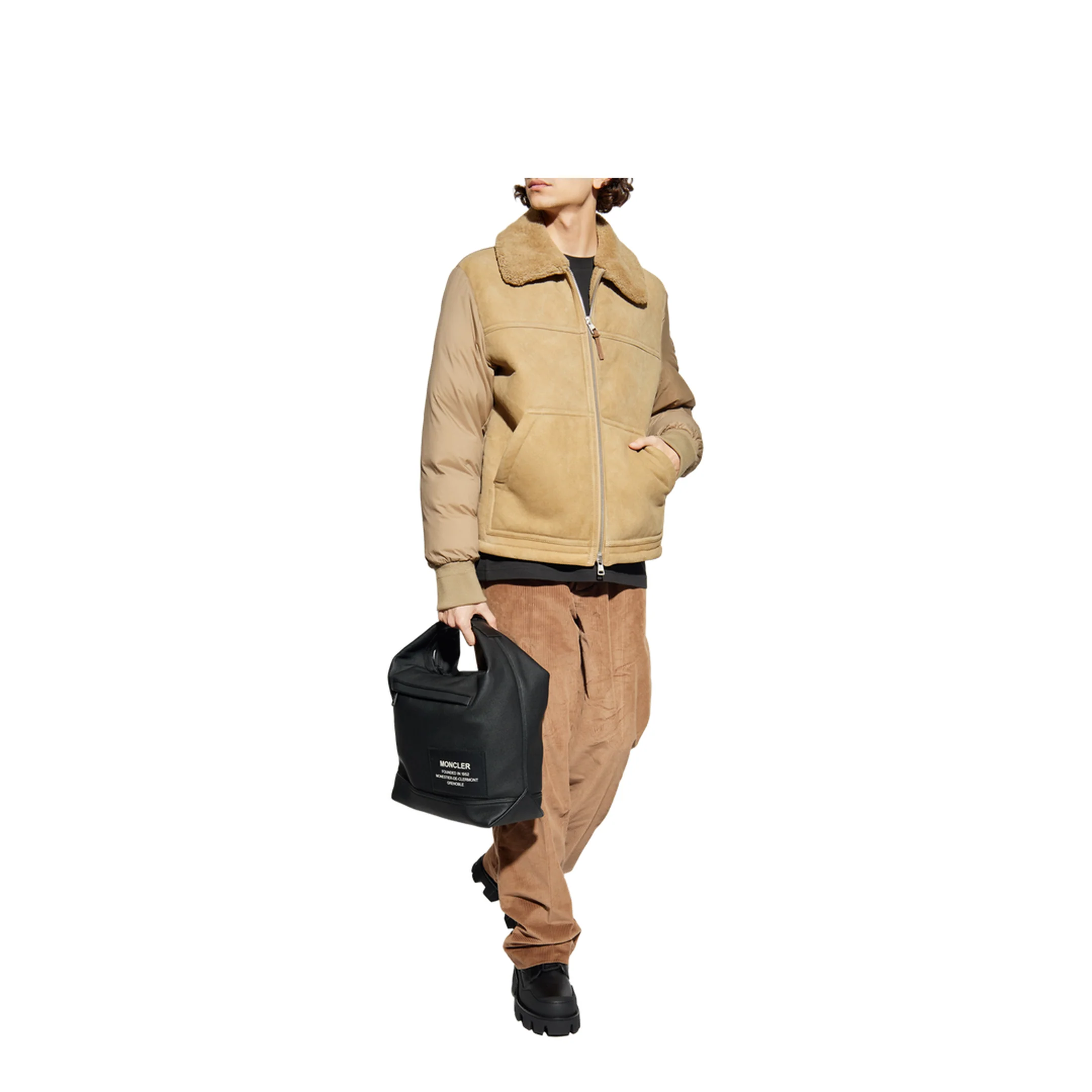 Beige Tonnay Suede & Shearling Short Down Jacket - Image 2