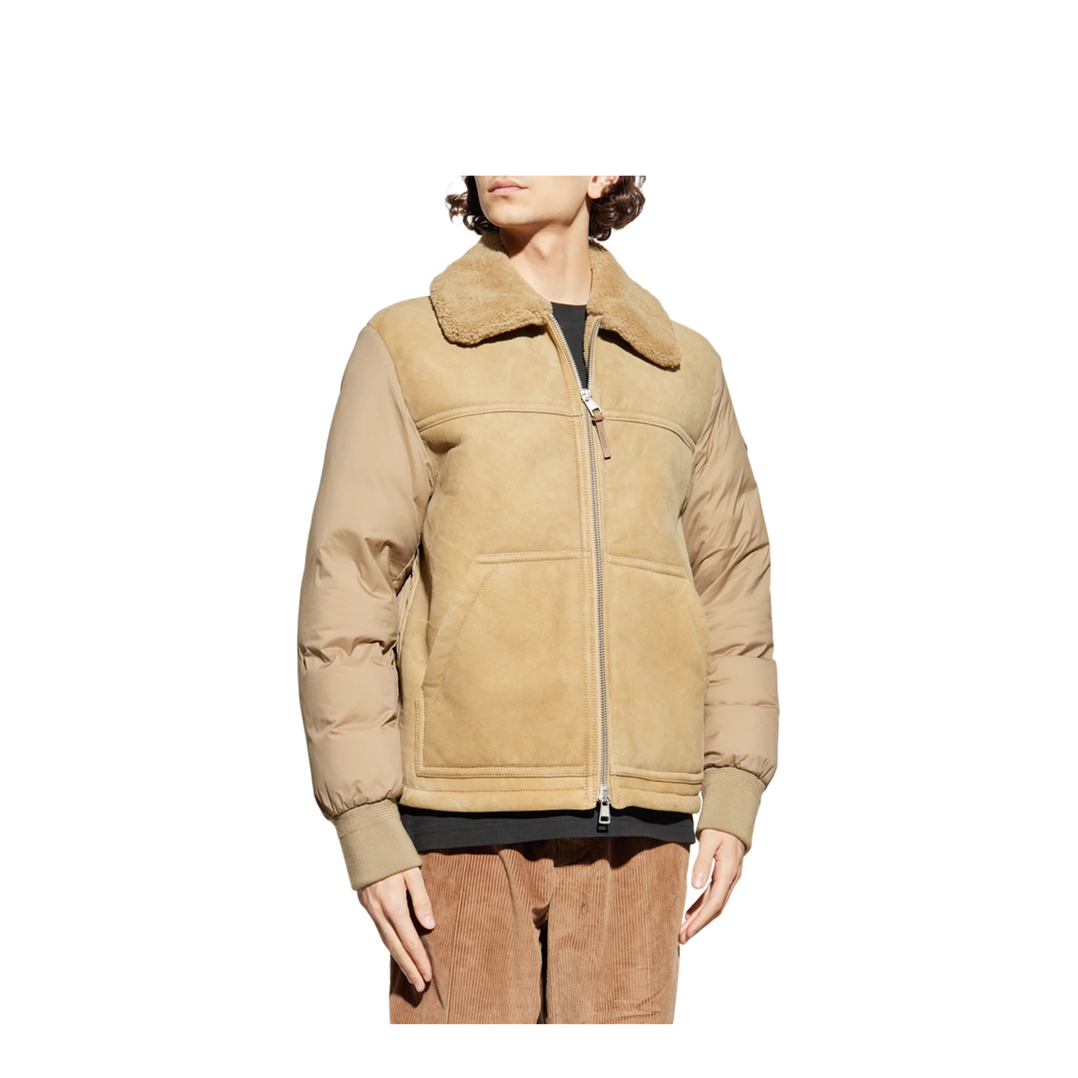 Beige Tonnay Suede & Shearling Short Down Jacket - Image 3