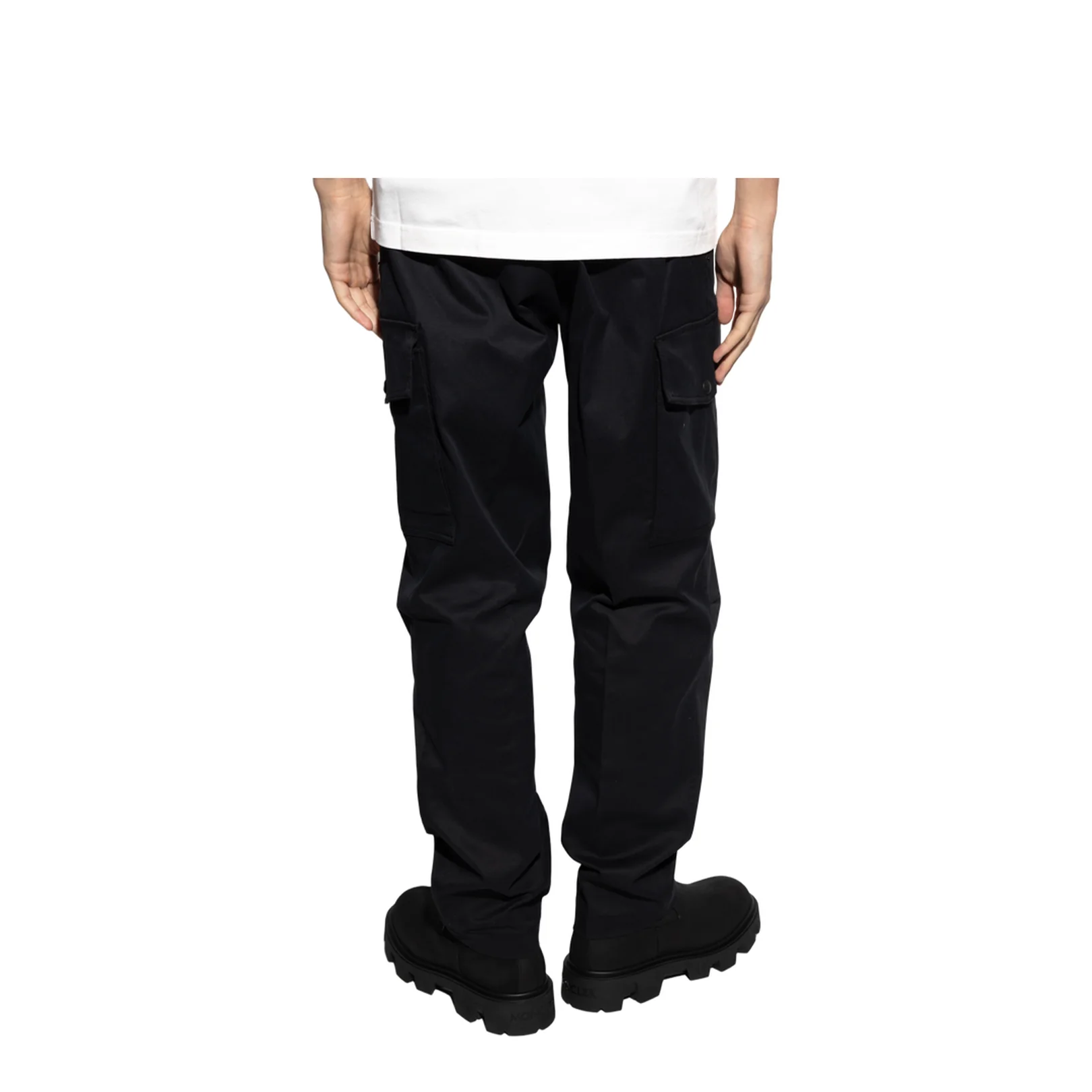 Black Cotton Gabardine Cargo Trousers - Image 4